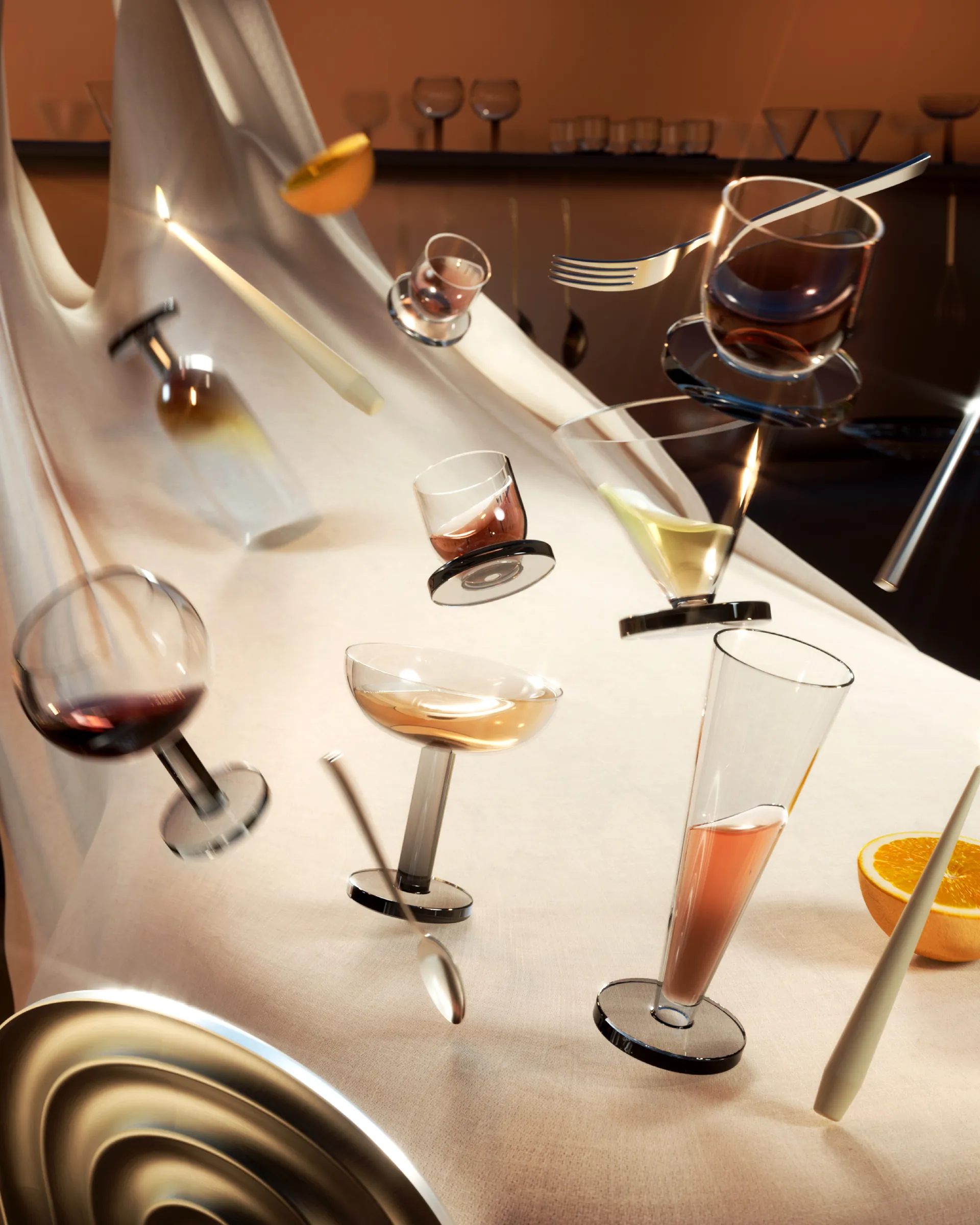 Puck Balloon copo com pé 45 cl 2 unidades, Clear-smoke Tom Dixon