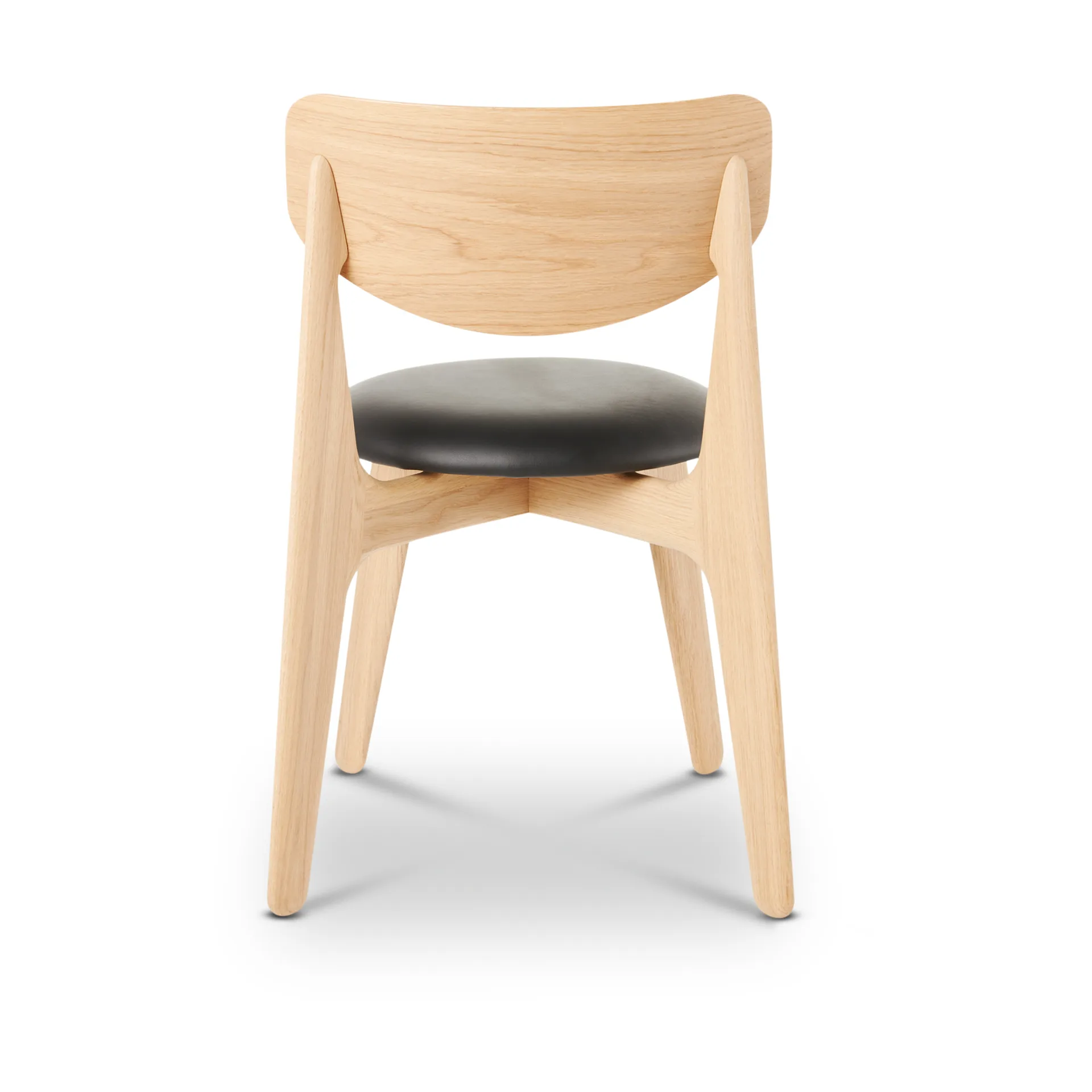 Slab cadeira de jantar com assento estofado, Carvalho natural-couro preto Tom Dixon