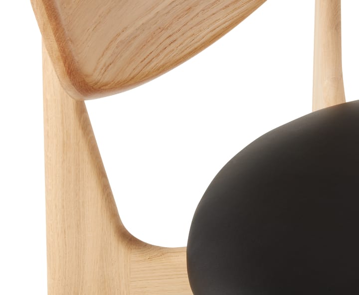 Slab cadeira de jantar com assento estofado, Carvalho natural-couro preto Tom Dixon