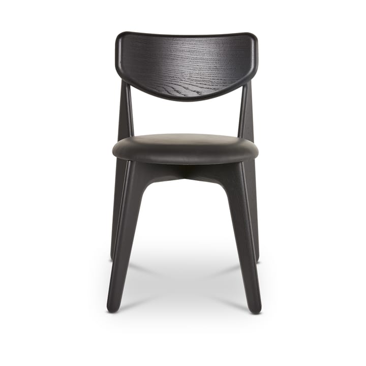 Slab cadeira de jantar com assento estofado, Carvalho preto-couro preto Tom Dixon