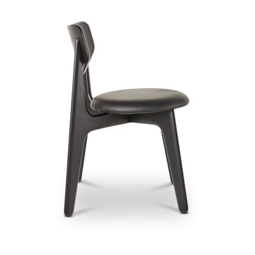 Slab cadeira de jantar com assento estofado - Carvalho preto-couro preto - Tom Dixon