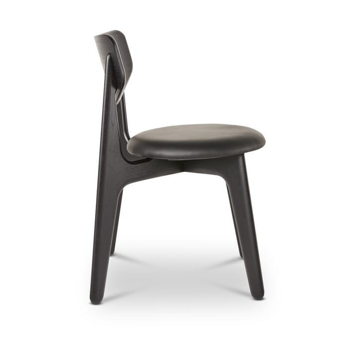 Slab cadeira de jantar com assento estofado, Carvalho preto-couro preto Tom Dixon