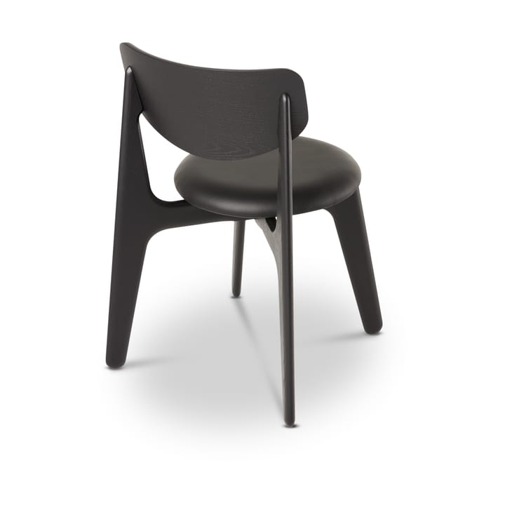 Slab cadeira de jantar com assento estofado, Carvalho preto-couro preto Tom Dixon