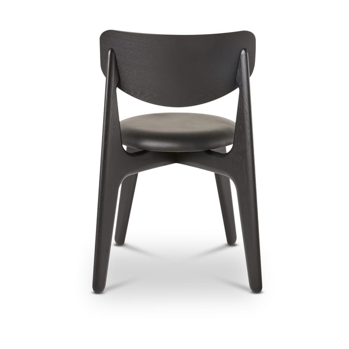 Slab cadeira de jantar com assento estofado, Carvalho preto-couro preto Tom Dixon
