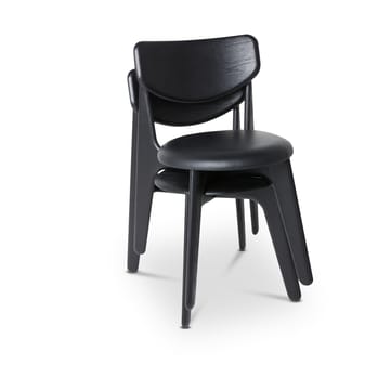 Slab cadeira de jantar com assento estofado - Carvalho preto-couro preto - Tom Dixon