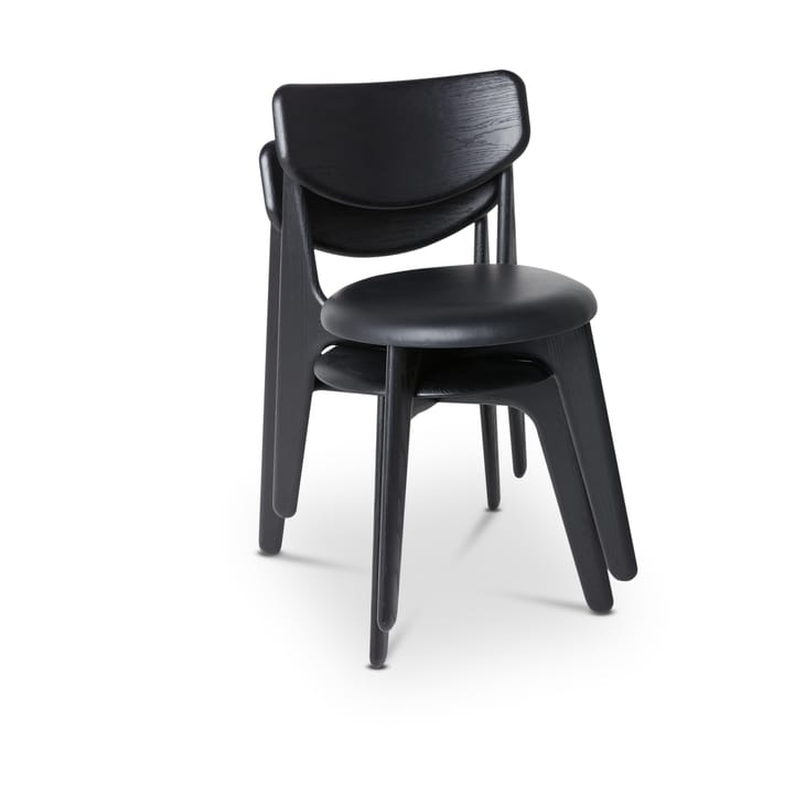 Slab cadeira de jantar com assento estofado, Carvalho preto-couro preto Tom Dixon