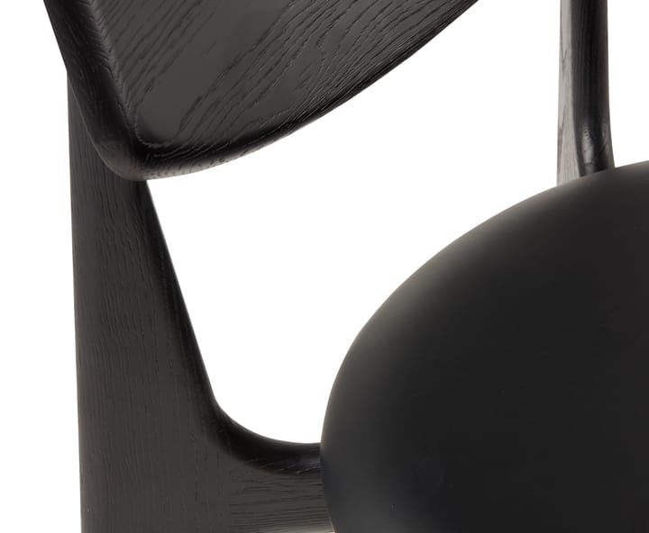 Slab cadeira de jantar com assento estofado, Carvalho preto-couro preto Tom Dixon
