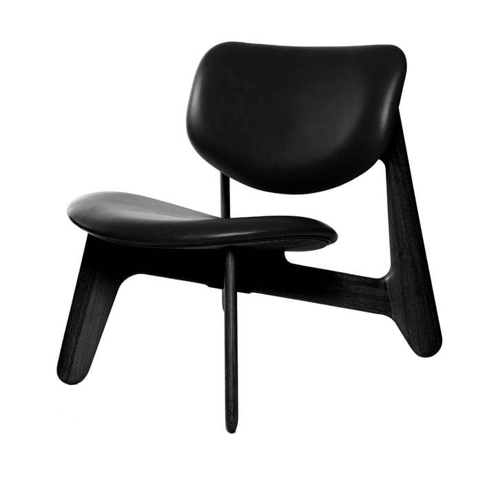 Slab poltrona com assento estofado - Black ash-black leather - Tom Dixon