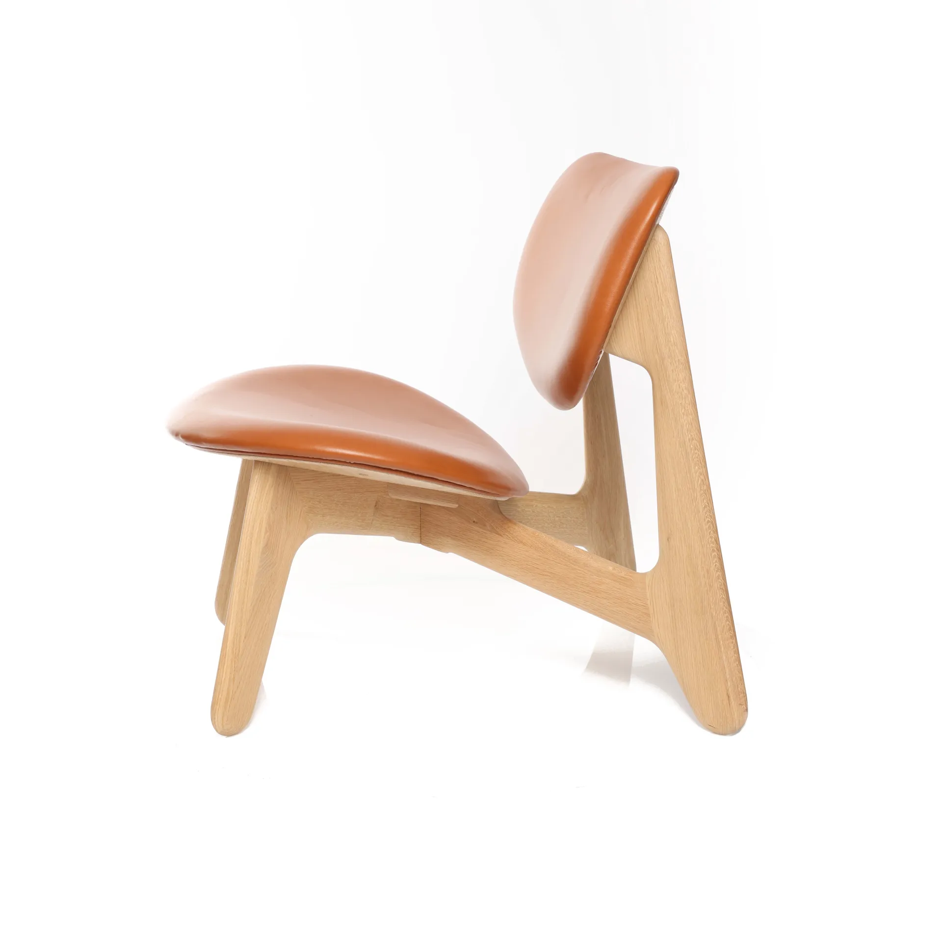 Slab poltrona com assento estofado, Carvalho natural-couro conhaque Tom Dixon