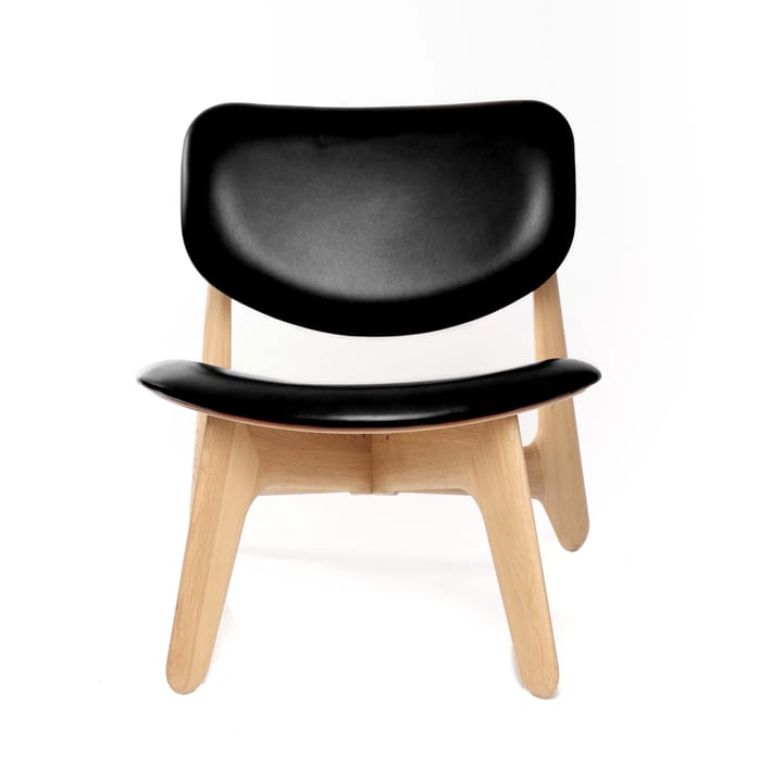 Slab poltrona com assento estofado, Carvalho natural-couro preto Tom Dixon