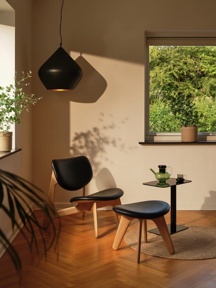 Slab poltrona com assento estofado, Carvalho natural-couro preto Tom Dixon