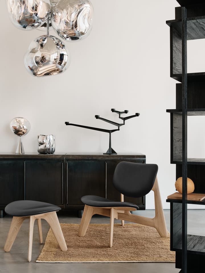 Slab poltrona com assento estofado, Carvalho natural-couro preto Tom Dixon