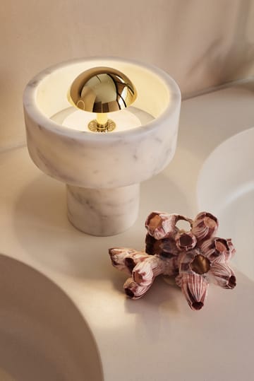 Stone candeeiro de mesa LED portátil 28 cm - Mármore-prateado - Tom Dixon
