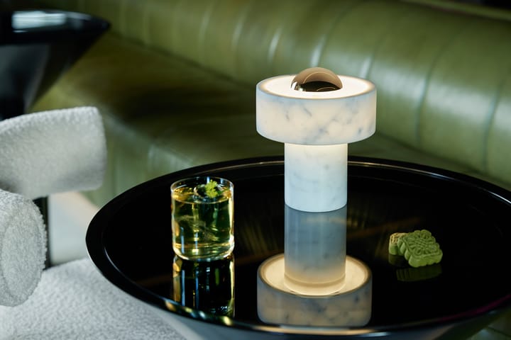 Stone candeeiro de mesa LED portátil 28 cm, Mármore-prateado Tom Dixon