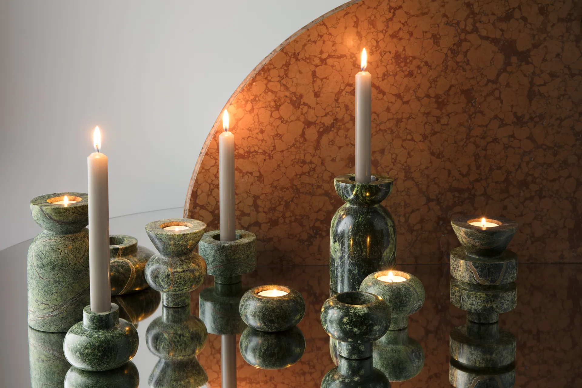 Stone Stacking castiçal 5 peças, Verde Tom Dixon