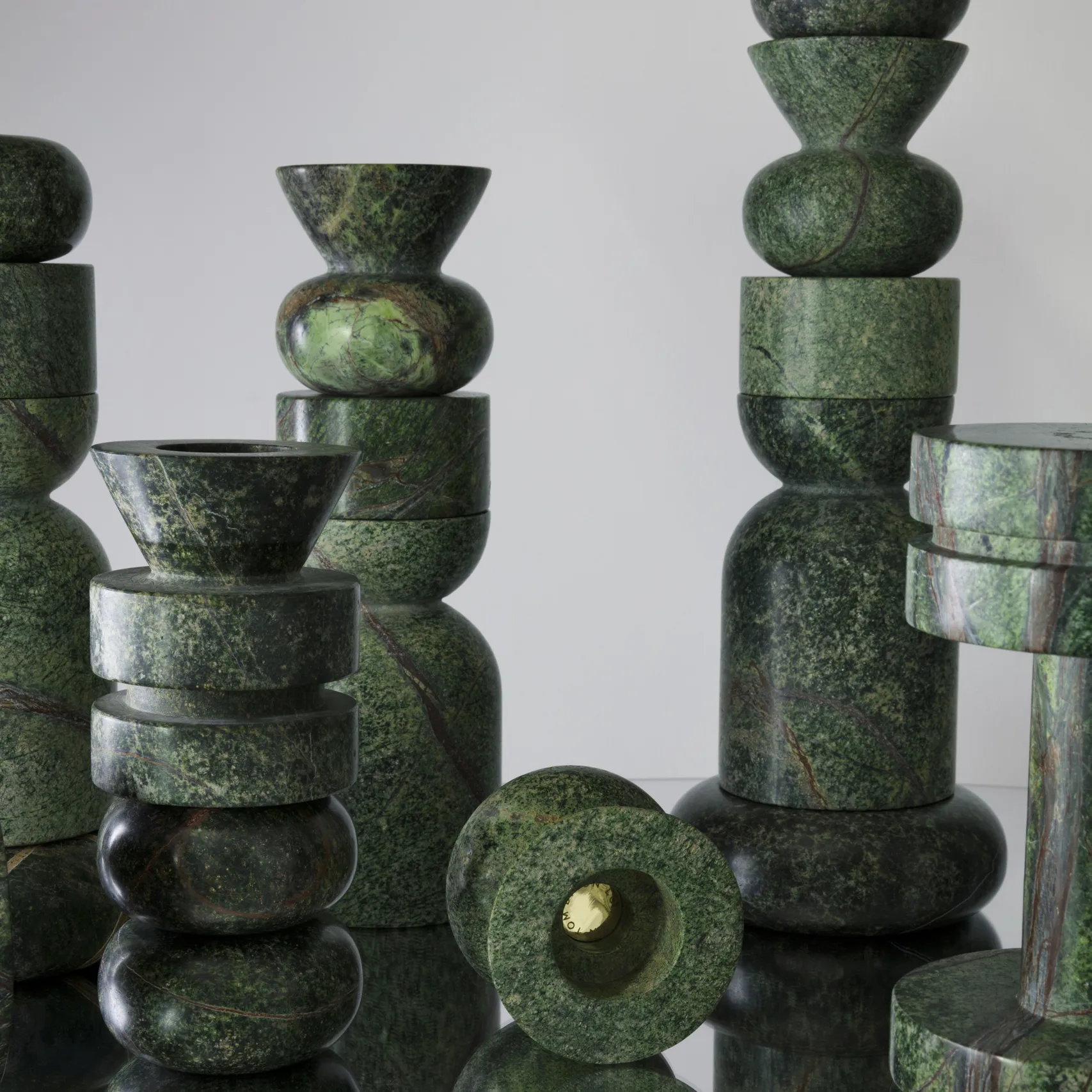 Stone Stacking castiçal 5 peças, Verde Tom Dixon
