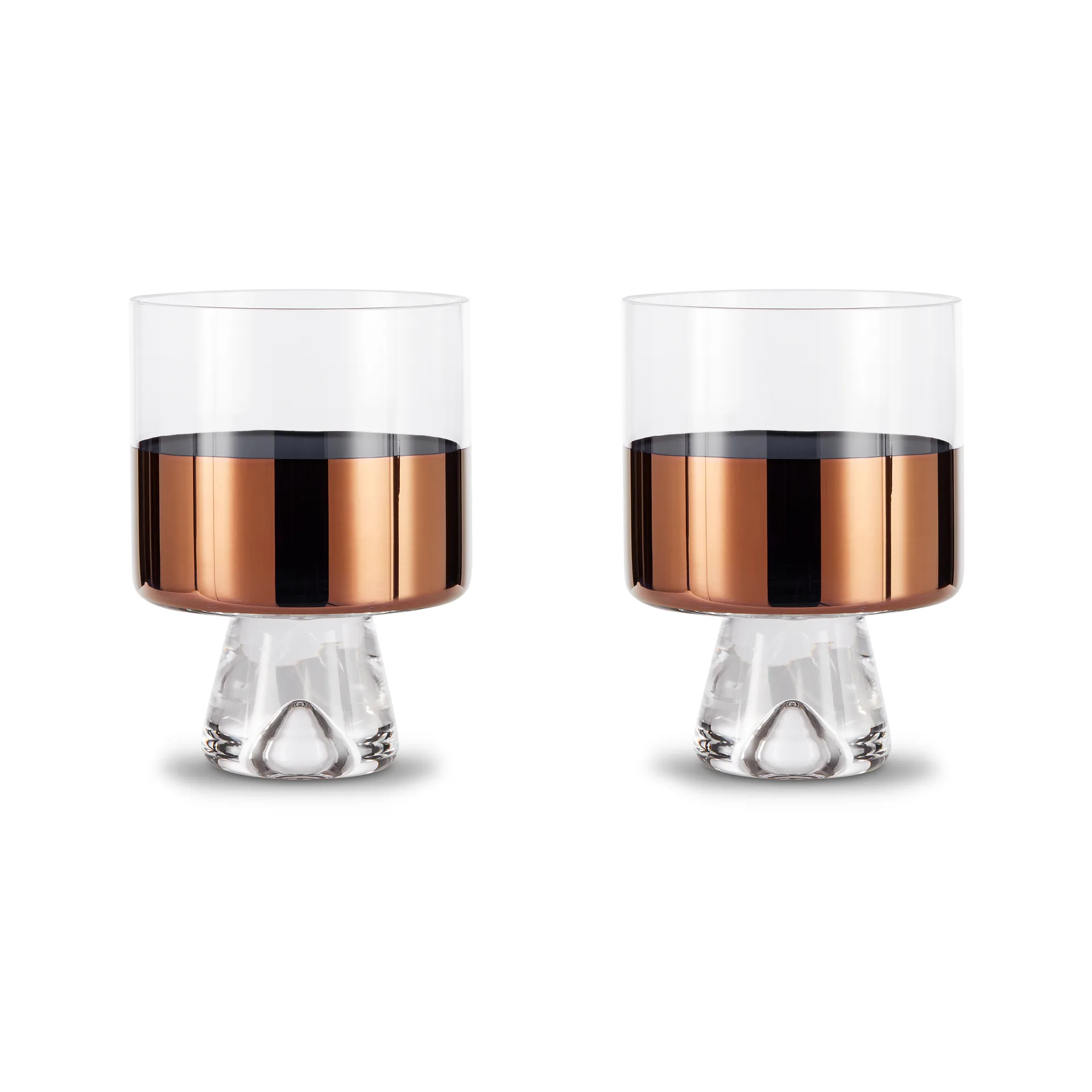 Tank Low Ball copo de bebida 24 cl 2 unidades, Clear-copper Tom Dixon