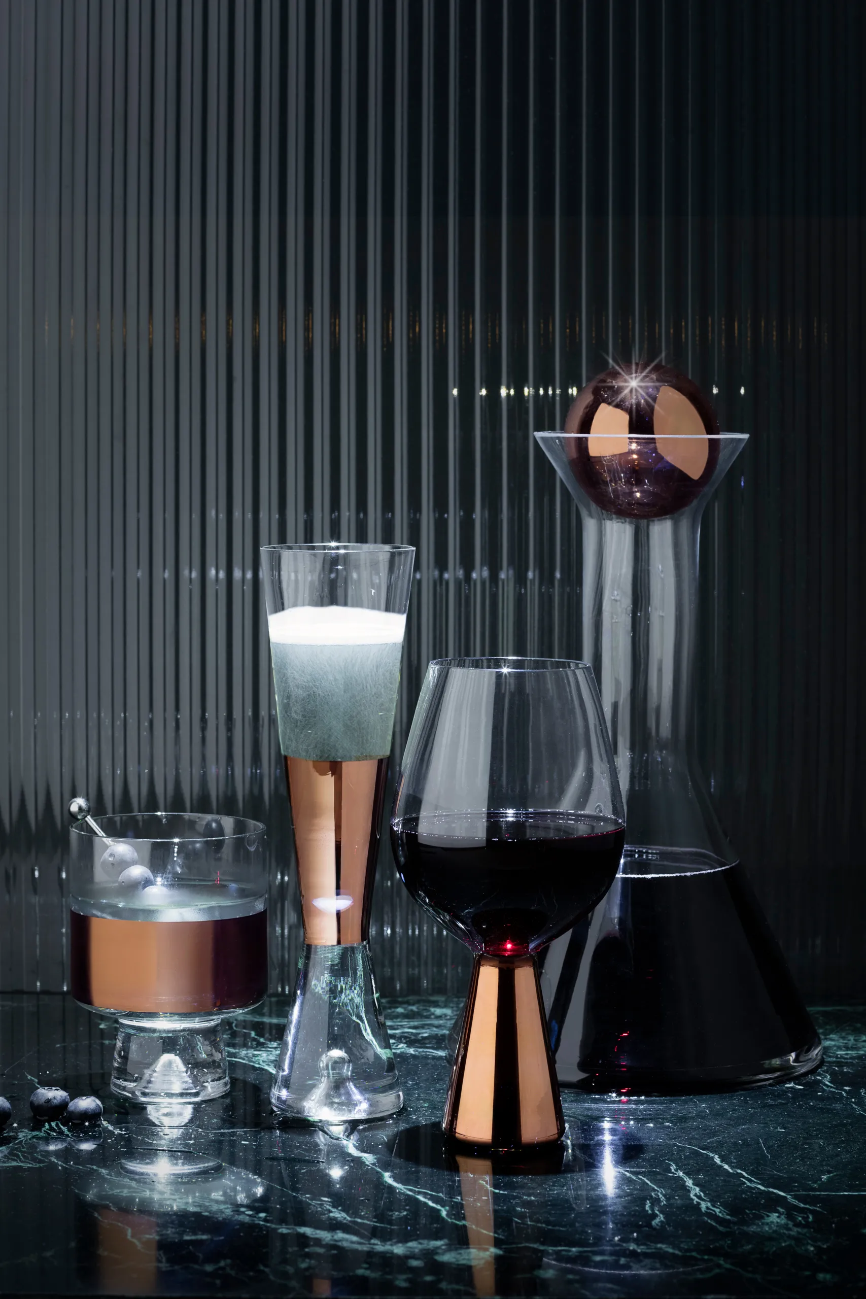 Tank Low Ball copo de bebida 24 cl 2 unidades, Clear-copper Tom Dixon