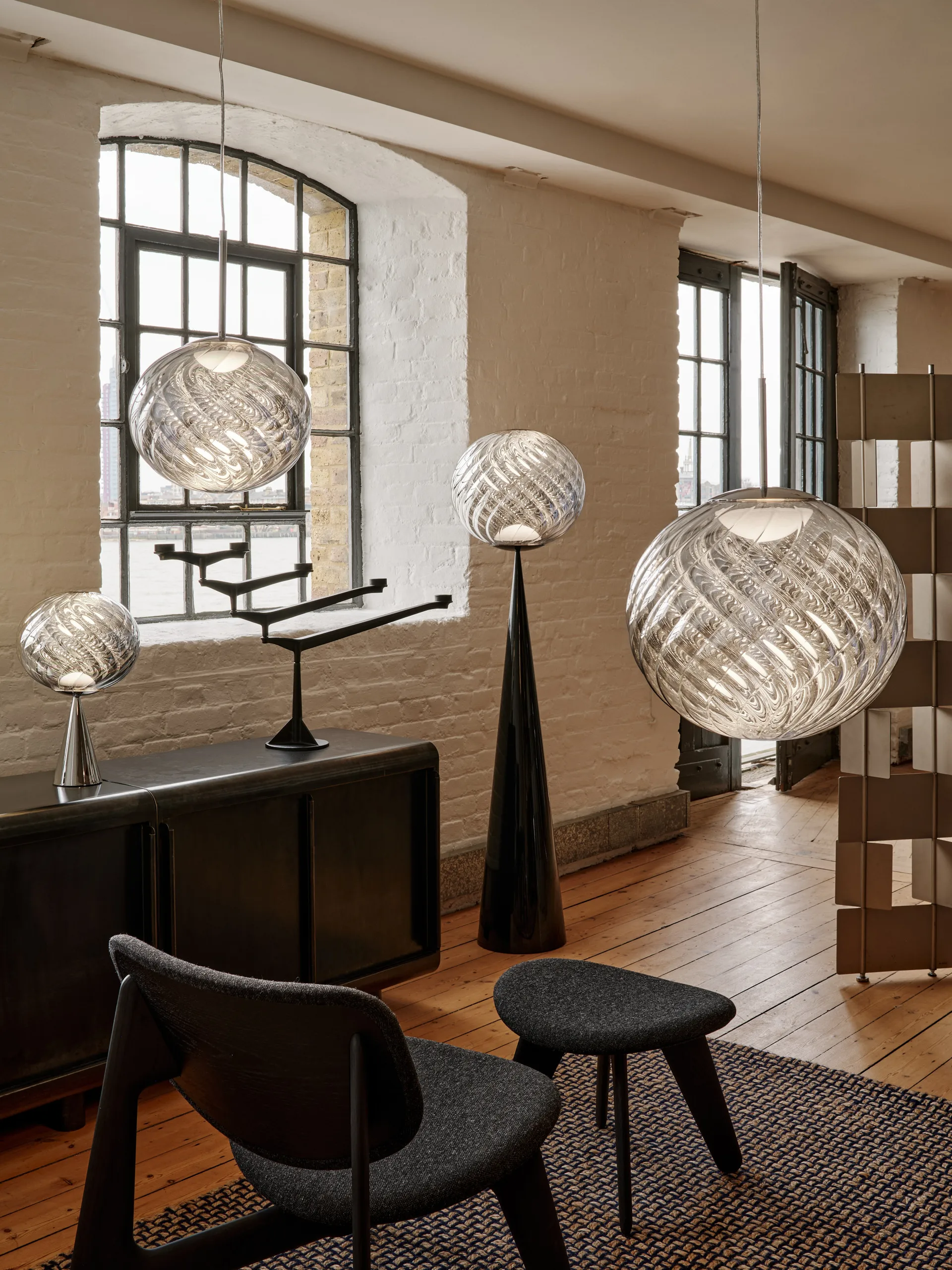 Whirl candeeiro suspenso Ø45 cm, Prateado Tom Dixon