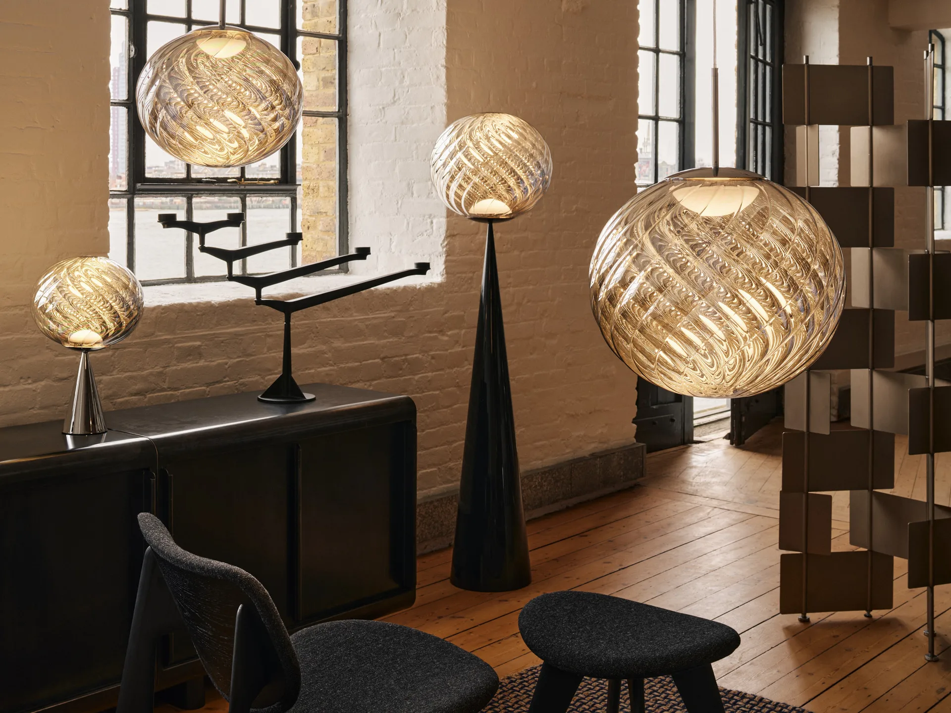 Whirl candeeiro suspenso Ø45 cm, Prateado Tom Dixon