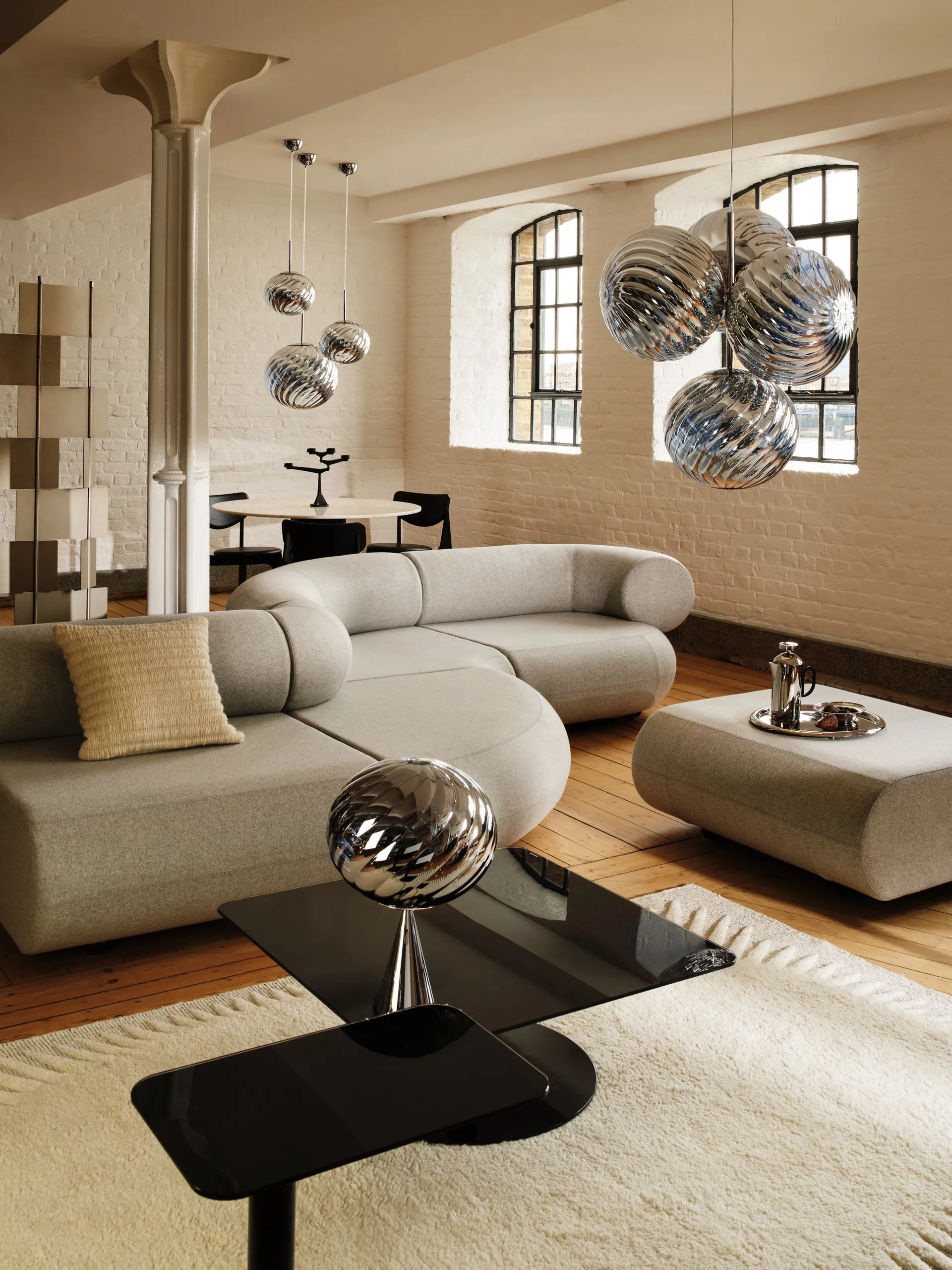 Whirl candeeiro suspenso Ø45 cm, Prateado Tom Dixon