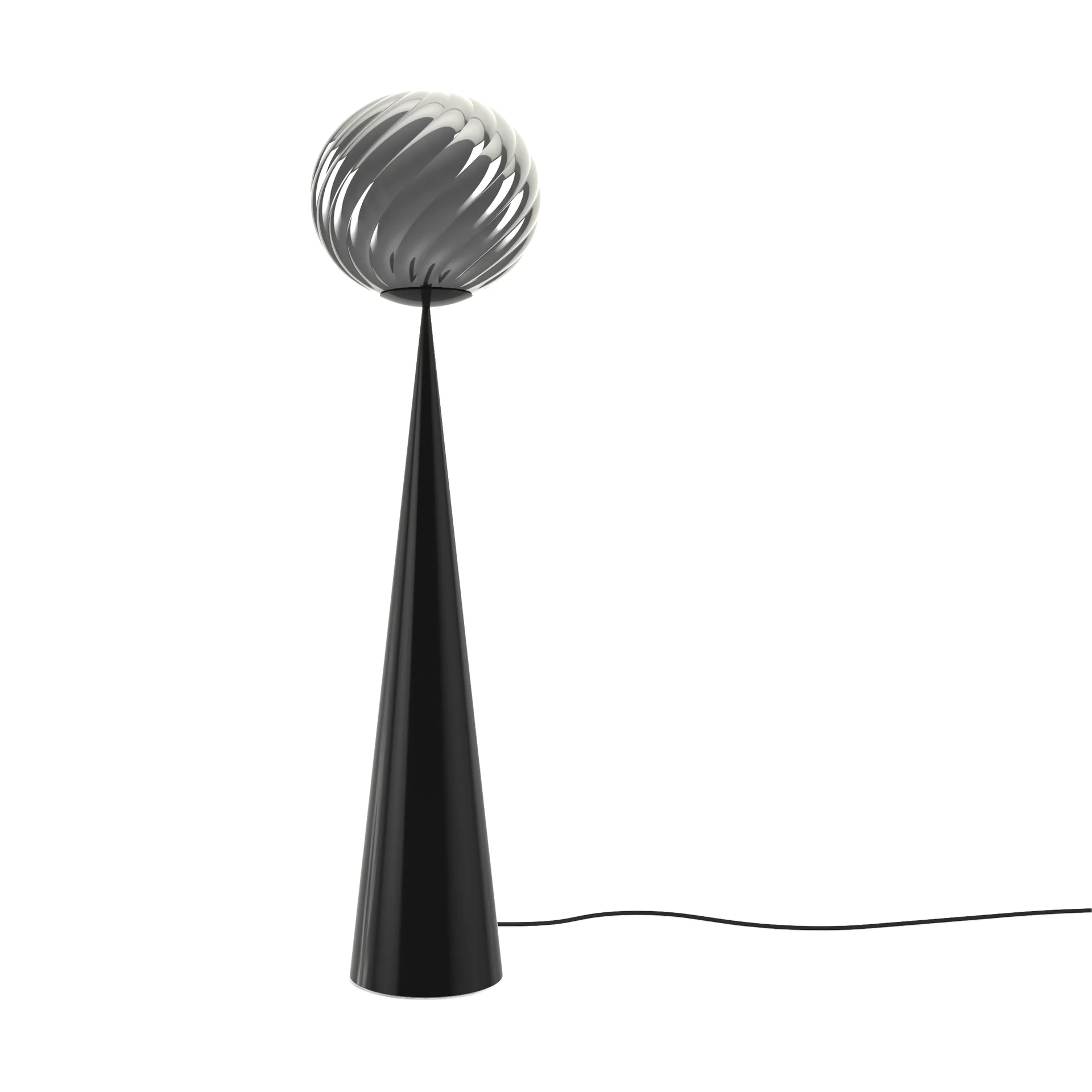 Whirl cone fat candeeiro de chão, Prateado-preto Tom Dixon