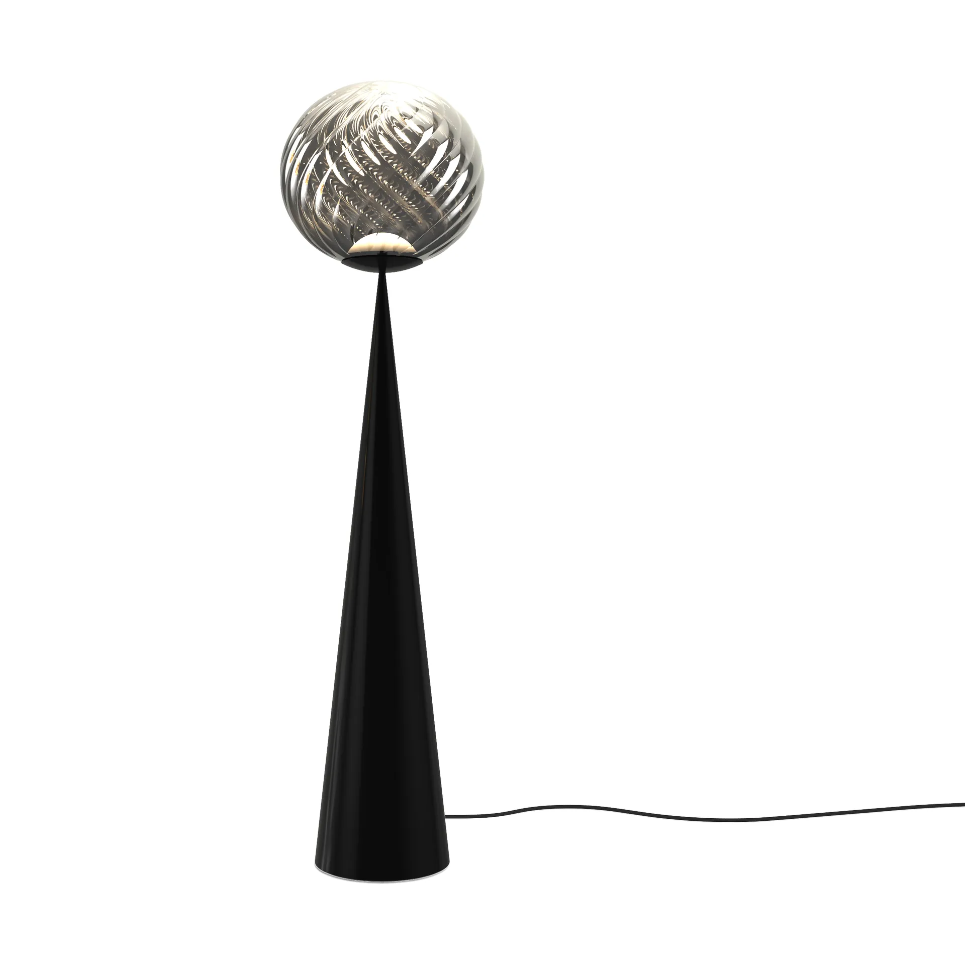 Whirl cone fat candeeiro de chão, Prateado-preto Tom Dixon
