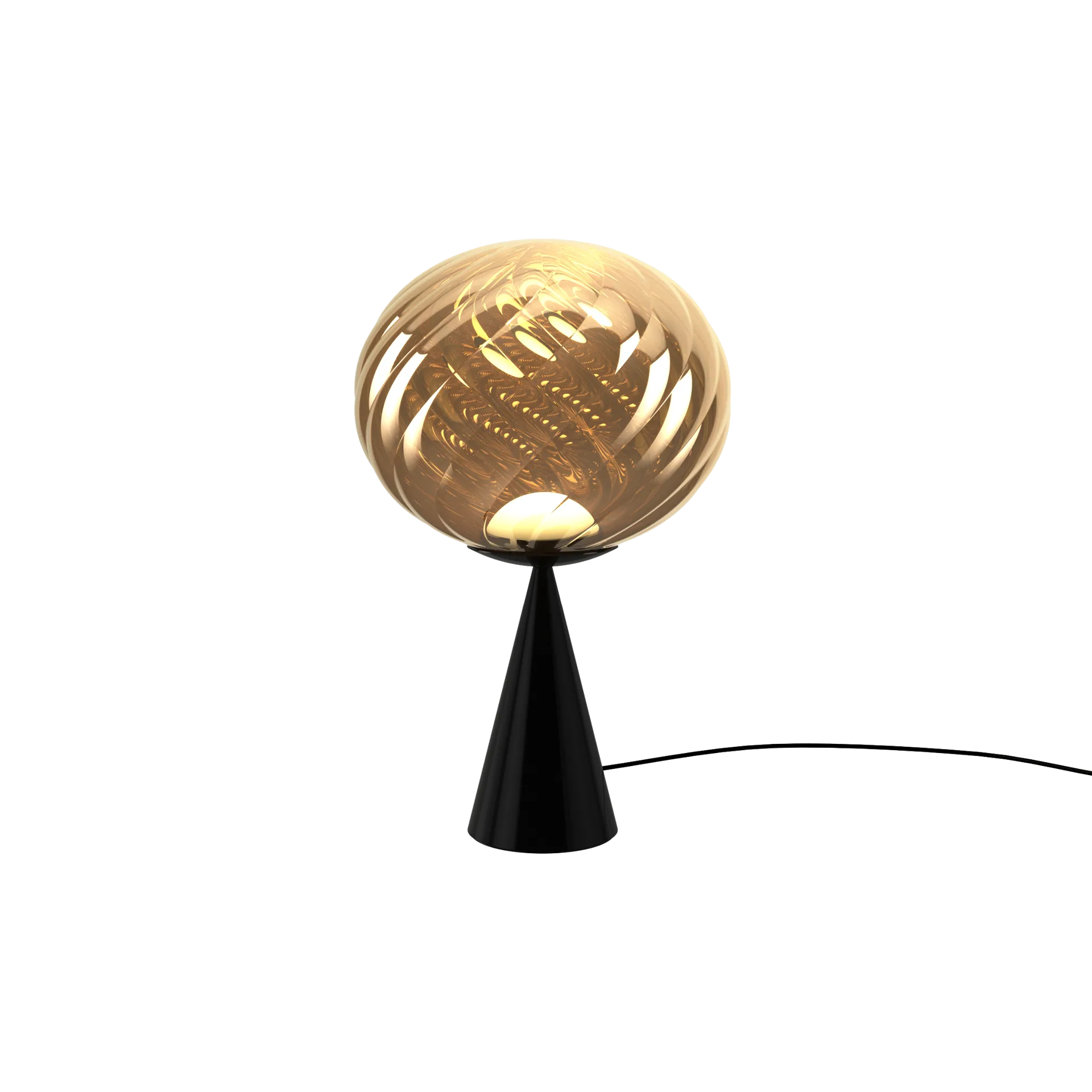Whirl cone fat candeeiro de mesa, Dourado-preto Tom Dixon