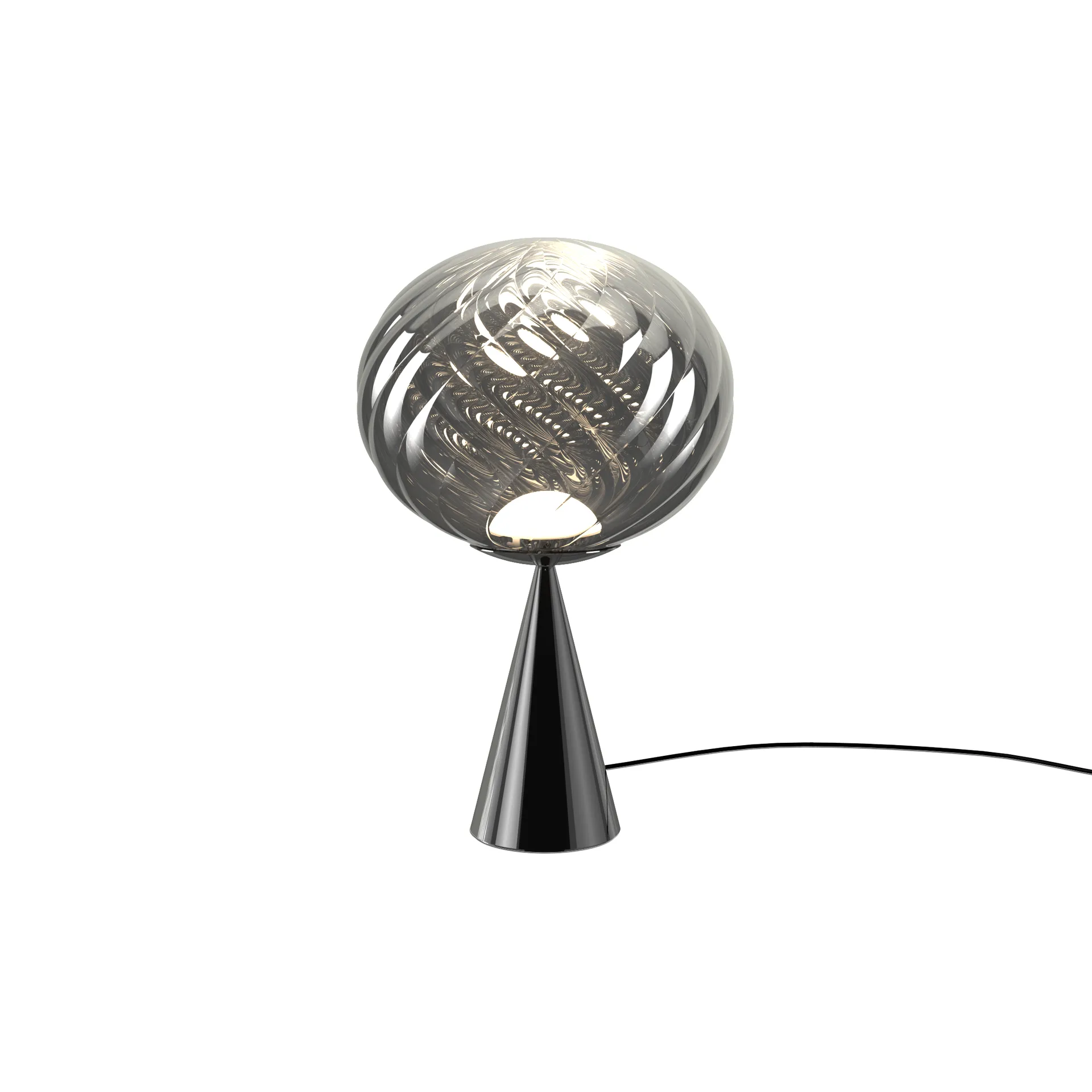 Whirl cone fat candeeiro de mesa, Prateado-preto Tom Dixon