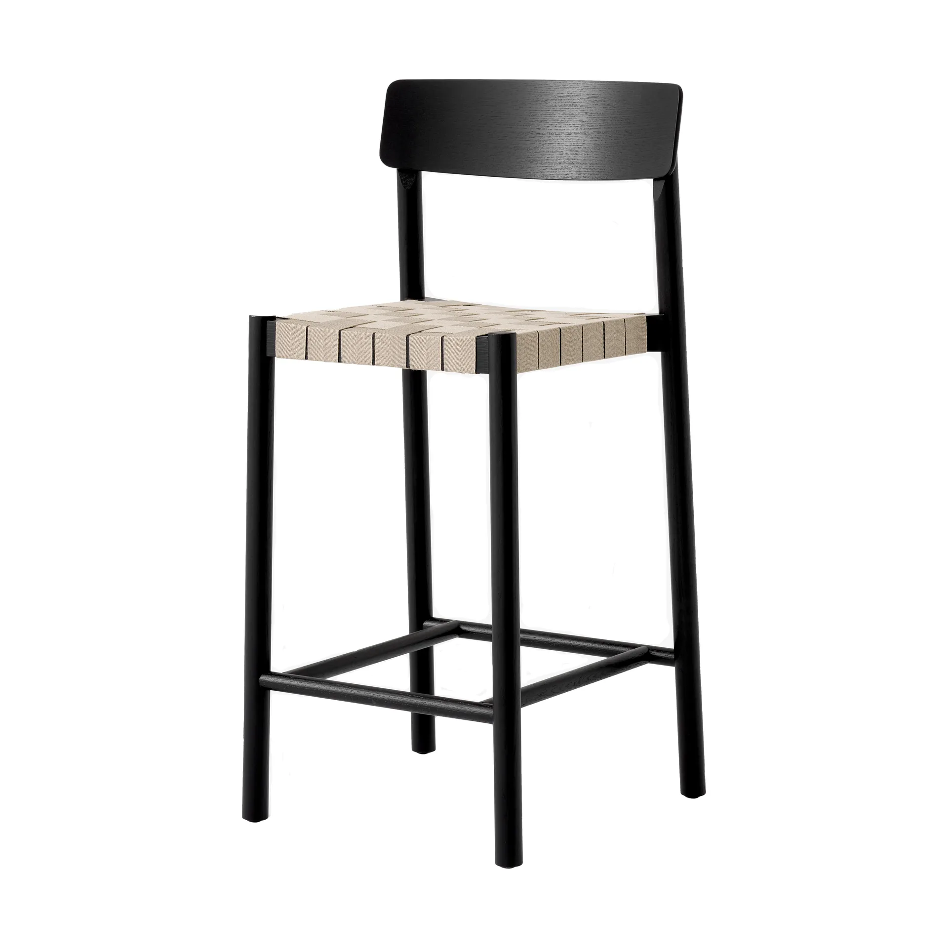 Banqueta Betty TK12 Counter Chair 65 cm, Linho natural-freixo lacado preto &Tradition