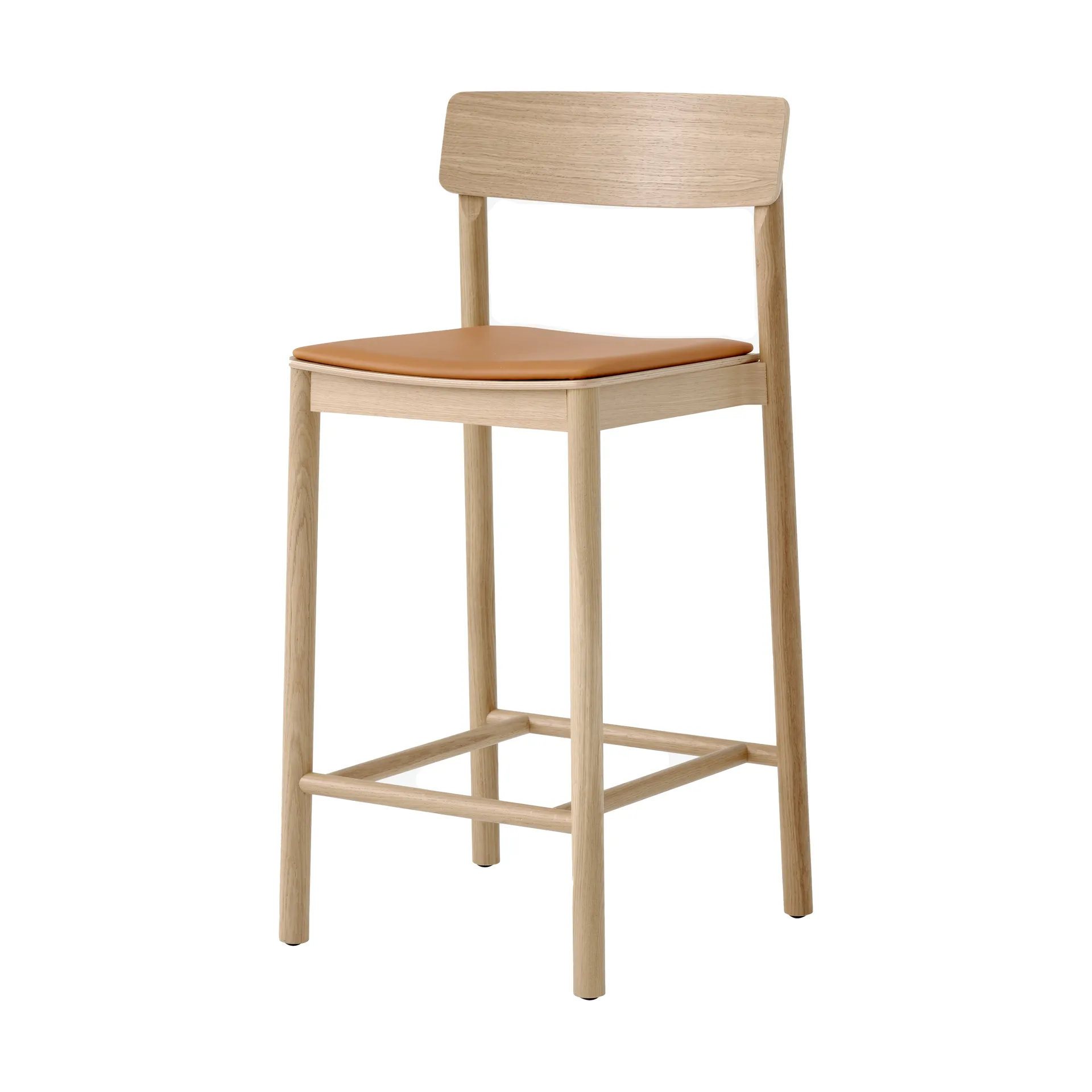 Banqueta Betty TK14 Counter Chair 65 cm, Couro cor de conhaque Noble-carvalho lacado &Tradition