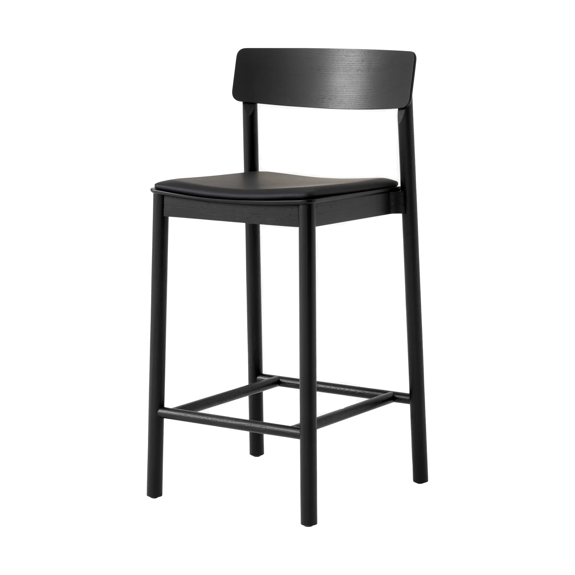 Banqueta Betty TK14 Counter Chair 65 cm, Couro preto Noble-freixo lacado preto &Tradition