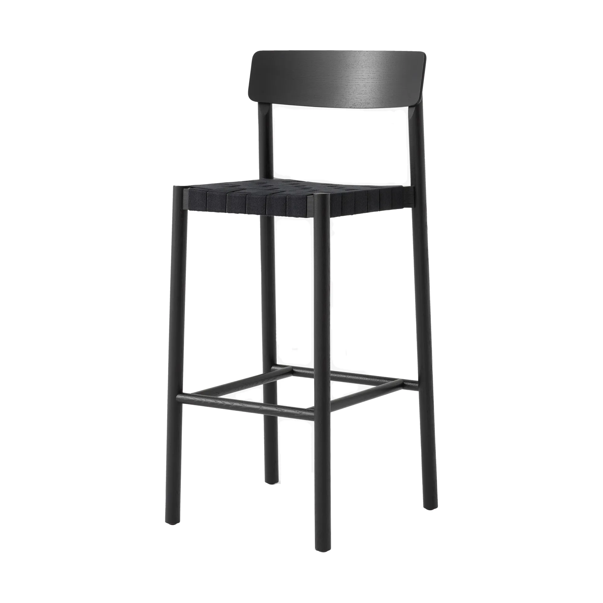 Banqueta Betty TK15 Bar Chair 75 cm, Freixo lacado preto-linho preto &Tradition