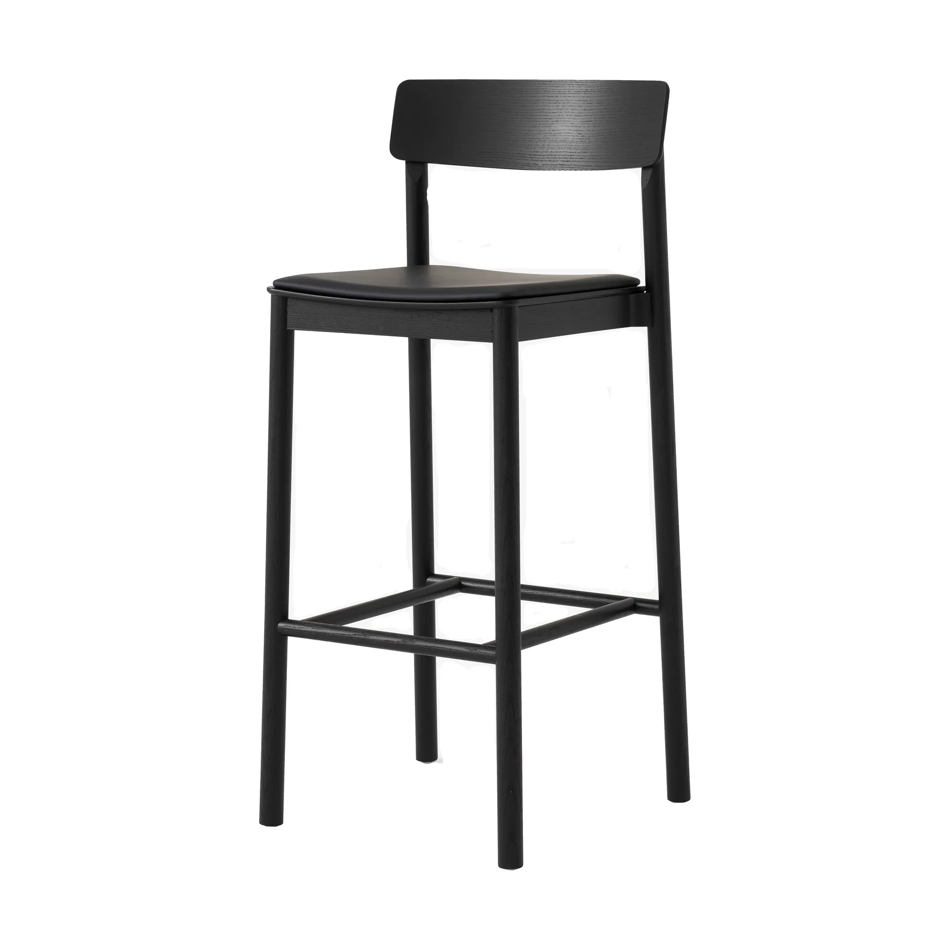Banqueta Betty TK17 Bar Chair 75 cm, Couro preto Noble-freixo lacado preto &Tradition