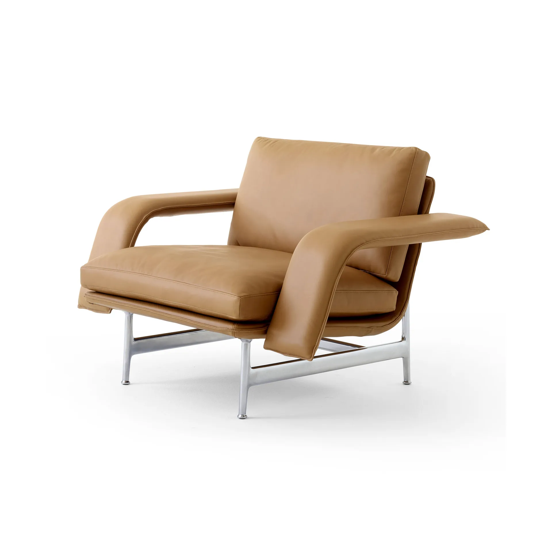 Cadeira lounge Meantime AV29, Pol. aluminium-Noble leather cognac &Tradition