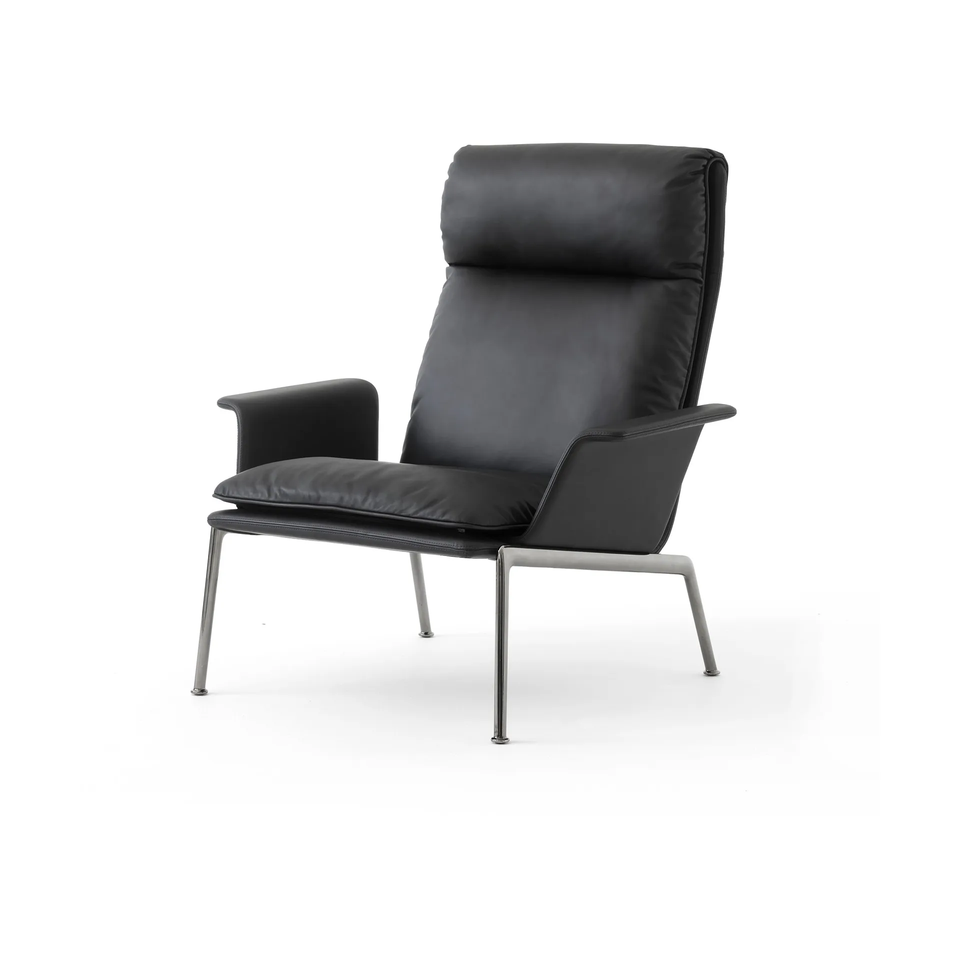 Cadeira lounge Muno LN17 High back, Dark chrome-Black &Tradition