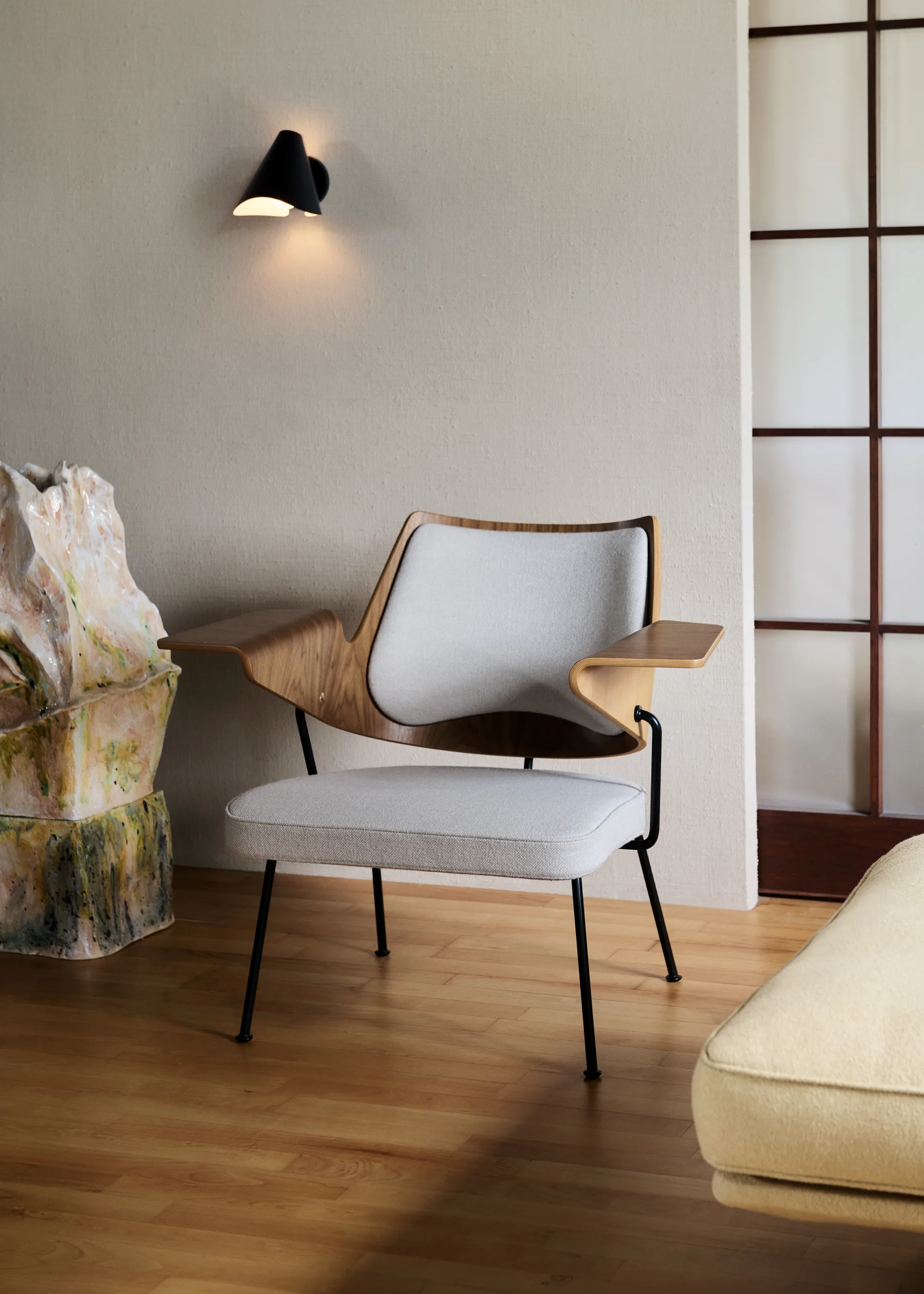 Cadeira lounge RFH RD8, Walnut-beech-offwhite &Tradition