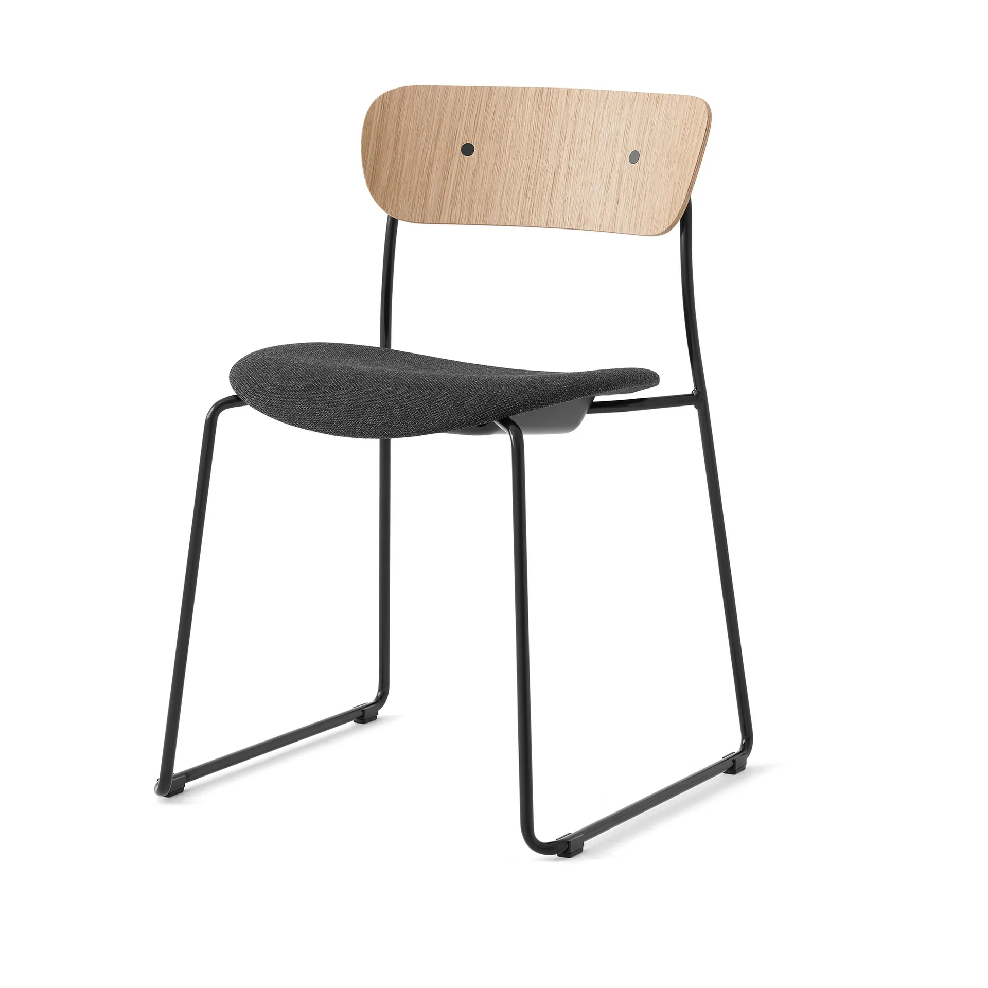 Cadeira Pavilion AV52 assento estofado, Black-Re-wool 0198 &Tradition