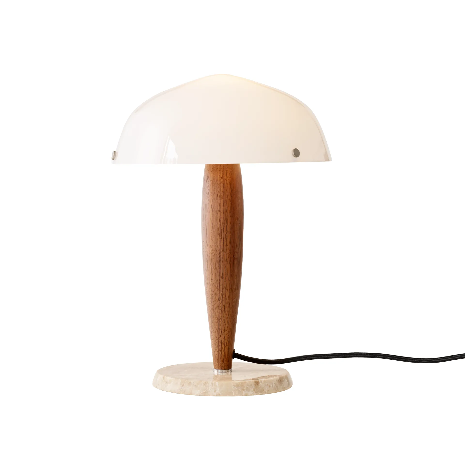 Candeeiro de mesa Herman SHY3, walnut & cream marble, cabo têxtil &Tradition