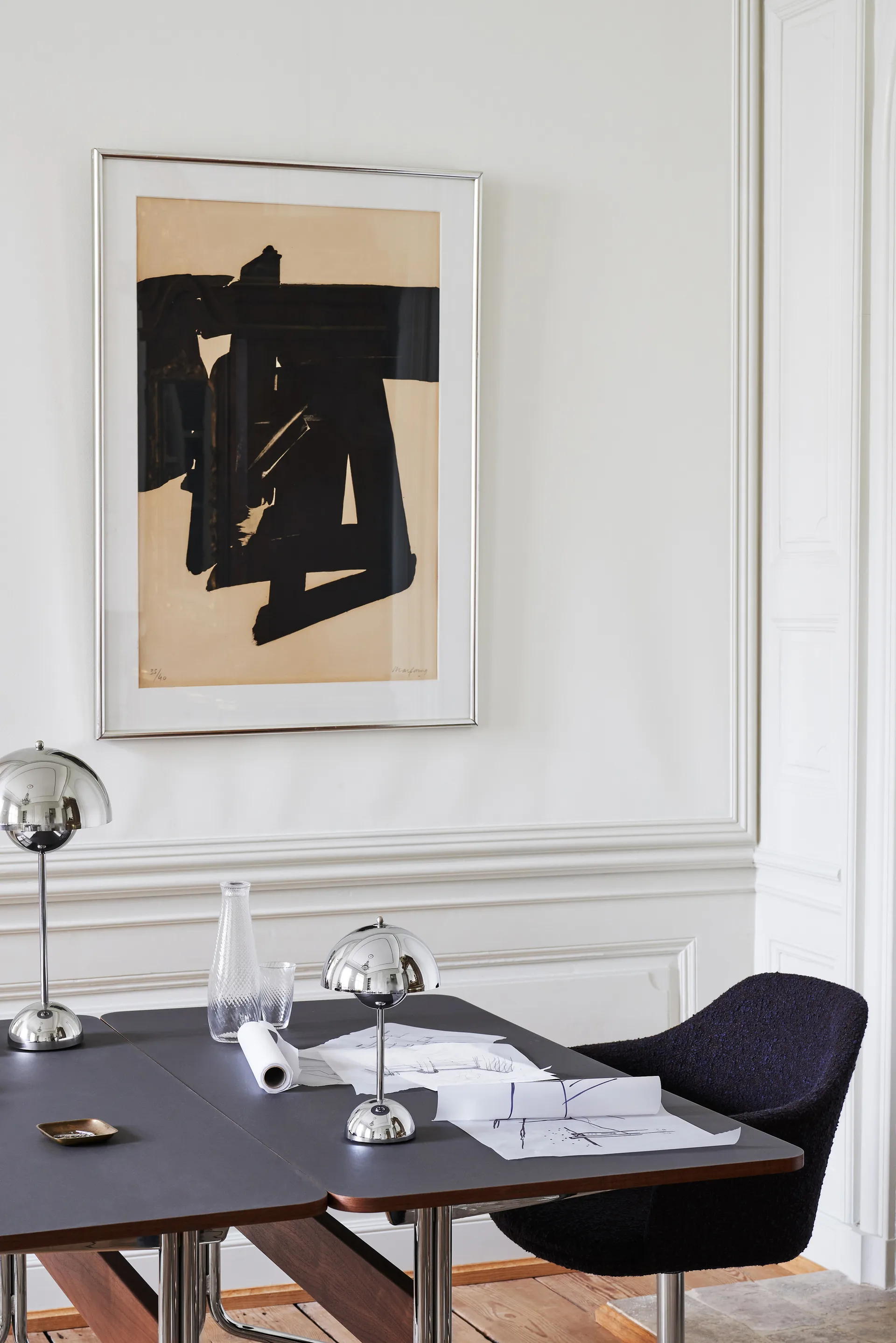 Candeeiro de mesa portátil Flowerpot VP9, Cromado &Tradition