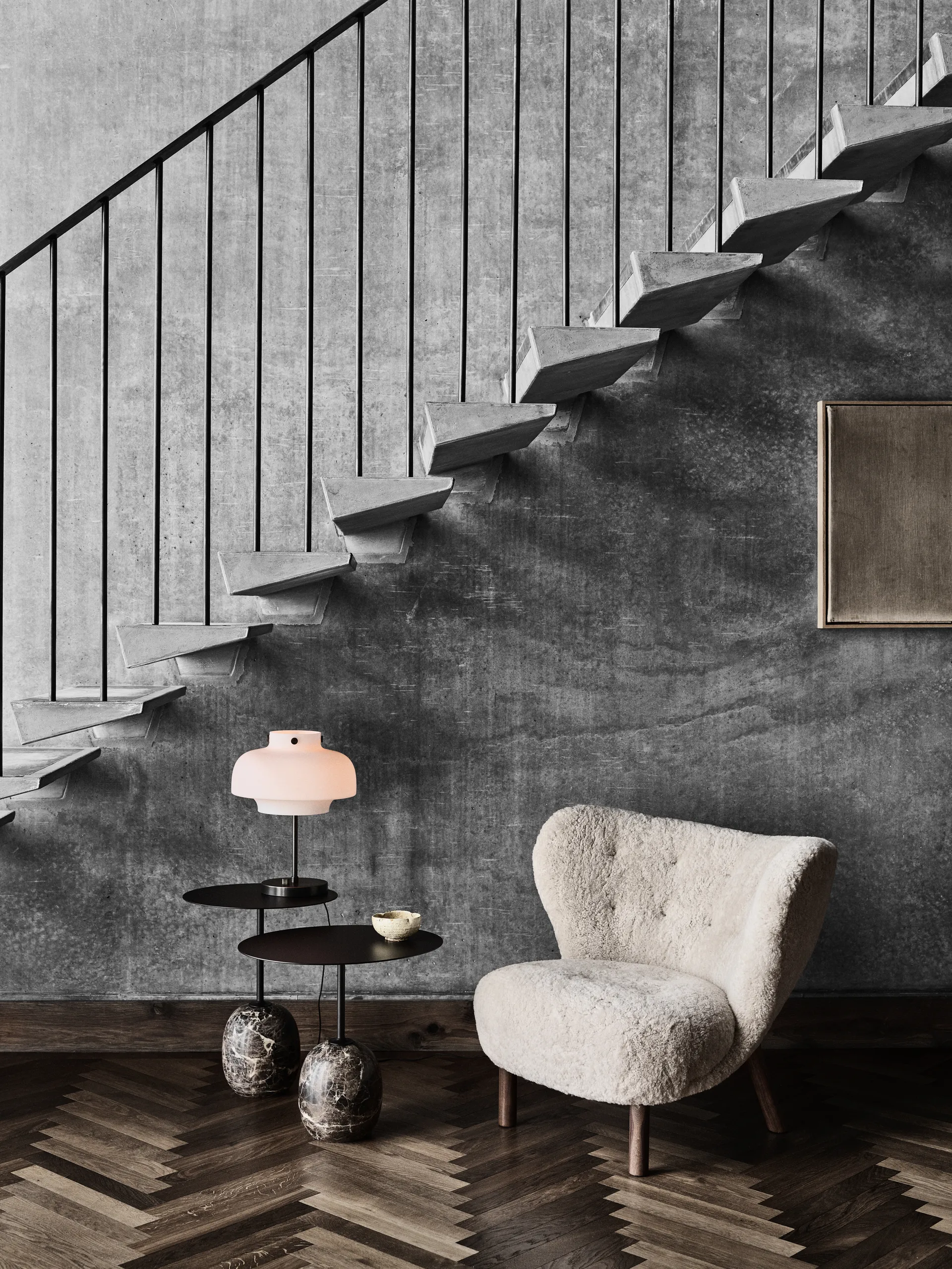 Mesa de apoio Lato LN8, Warm black-Emparador marble &Tradition