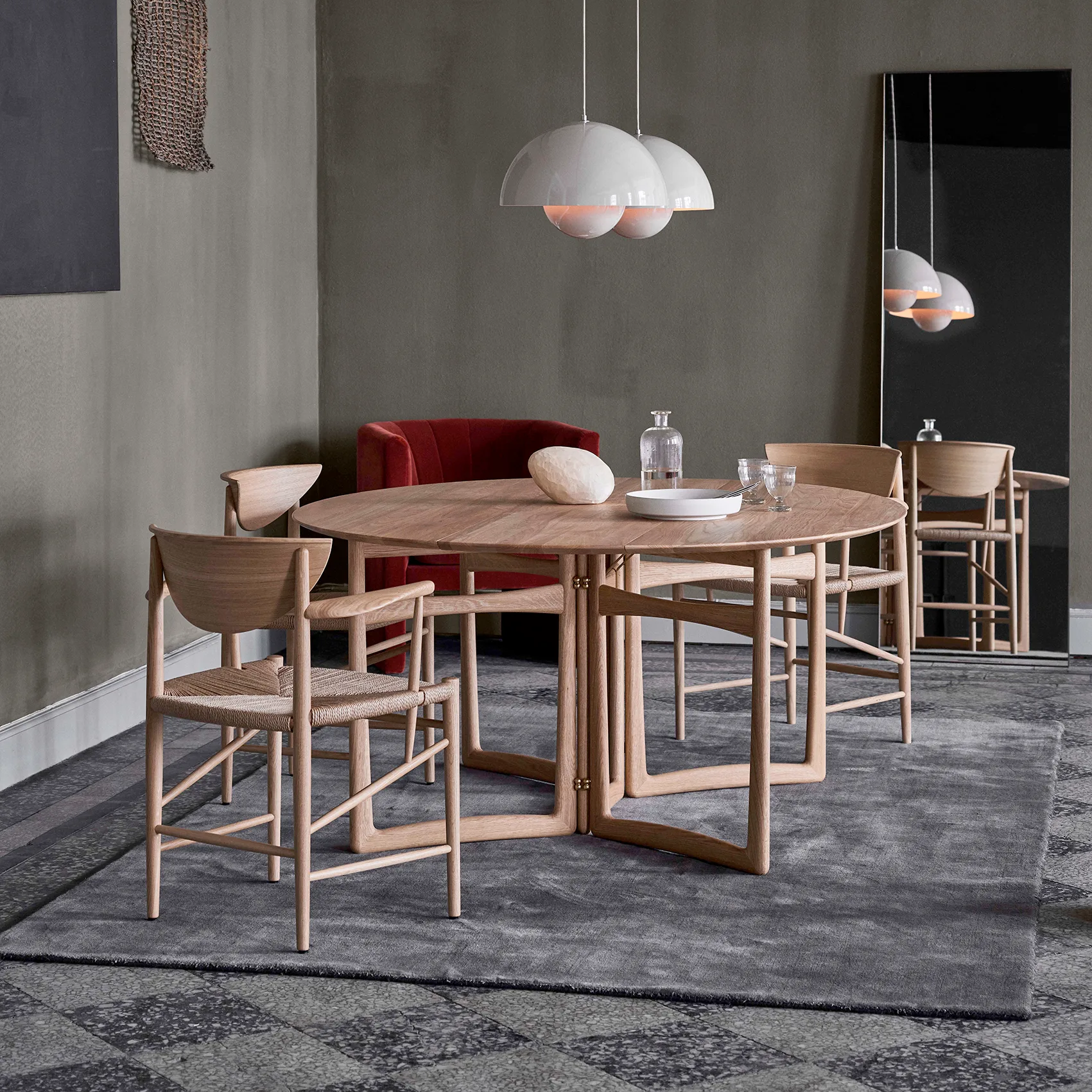 Mesa de jantar Drop Leaf HM6, Carvalho oleado &Tradition