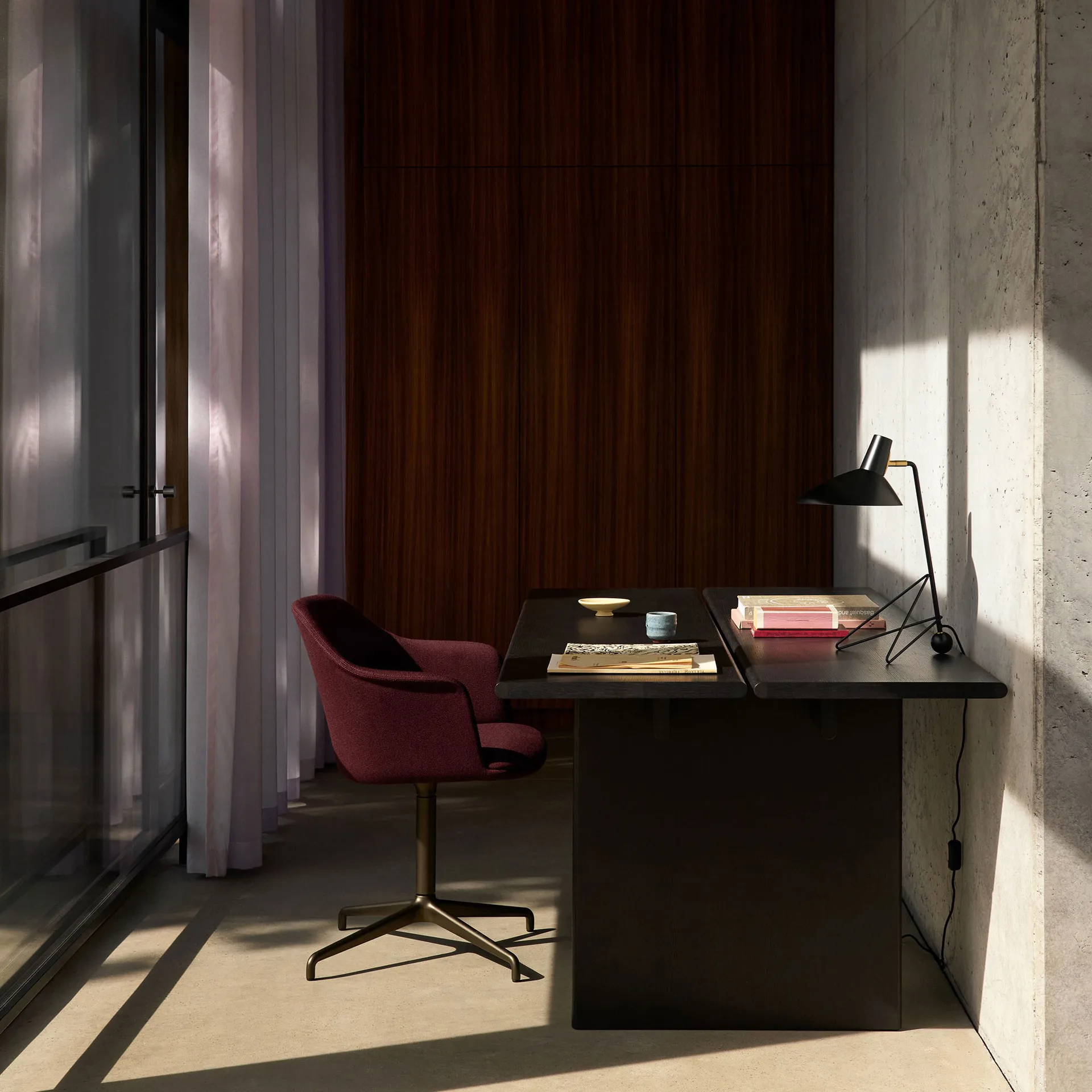 Mesa de jantar Ita OS1 com gestão de cabos 95x200 cm, Dark stained oak &Tradition