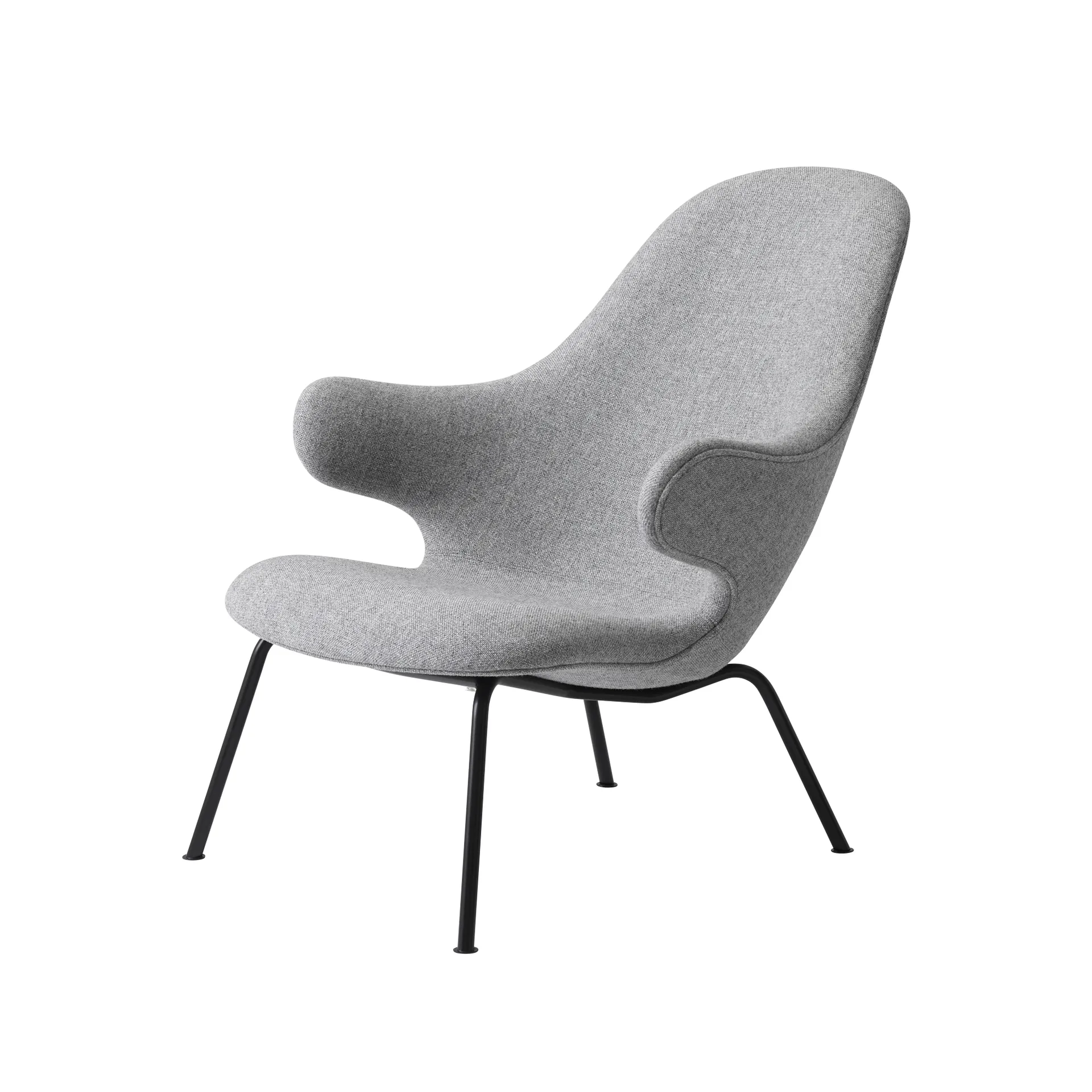 Poltrona Catch JH14, tecido hallingdal 110 grey-aço preto laqueado a preto &Tradition