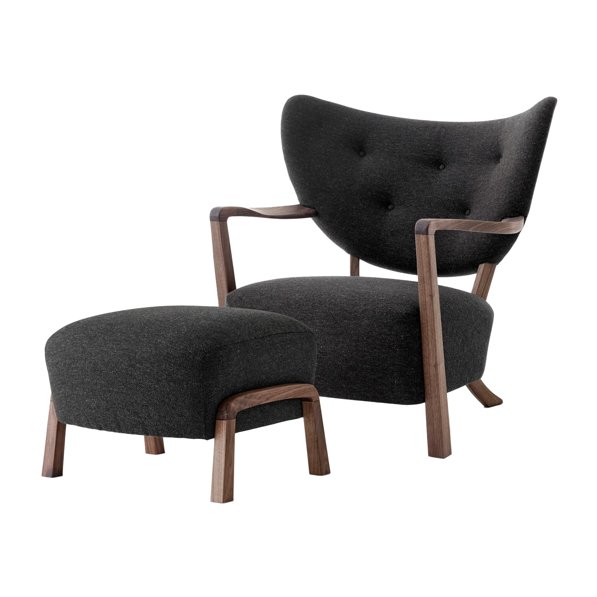 Poltrona Wulff Lounge Chair ATD2 incl. puff ATD3, Nogueira oleada-Hallingdal &Tradition