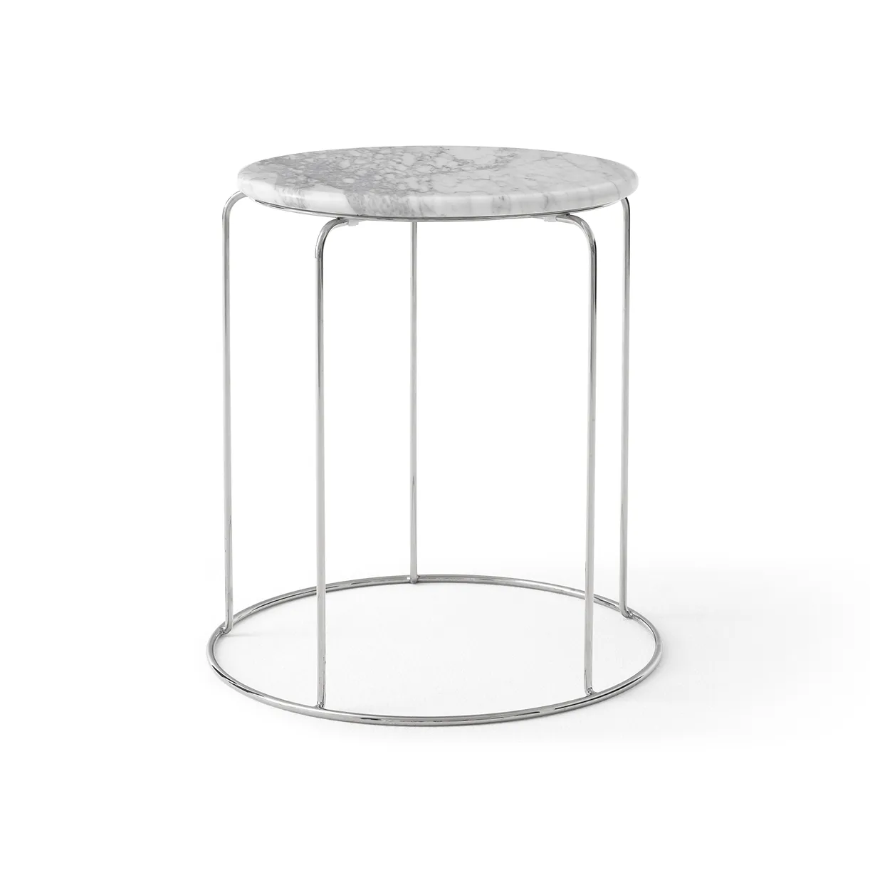 Tampo Wire Stool VP11 Ø38 cm, Bianco Carrara mármore &Tradition