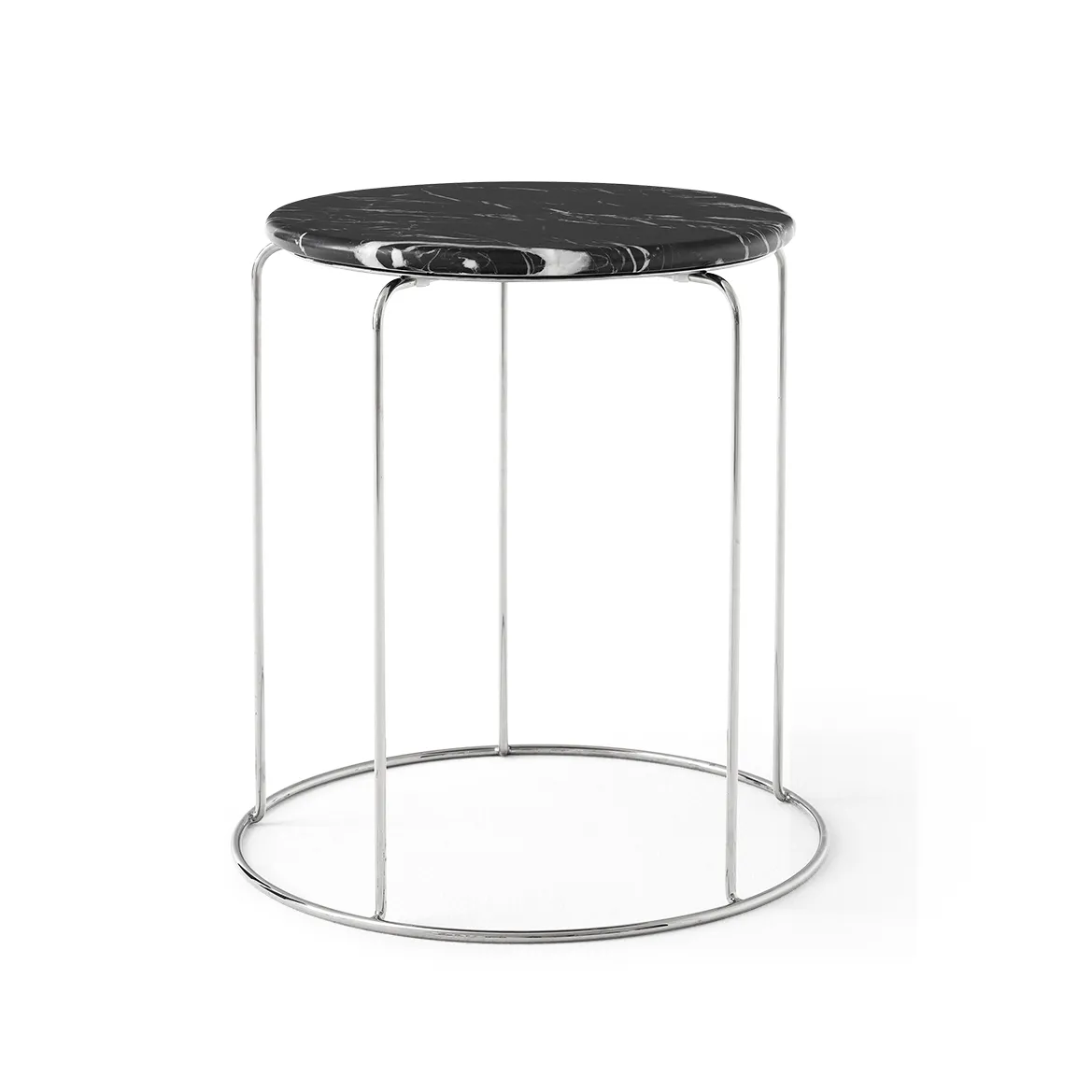 Tampo Wire Stool VP11 Ø38 cm, Nero Marquina mármore &Tradition