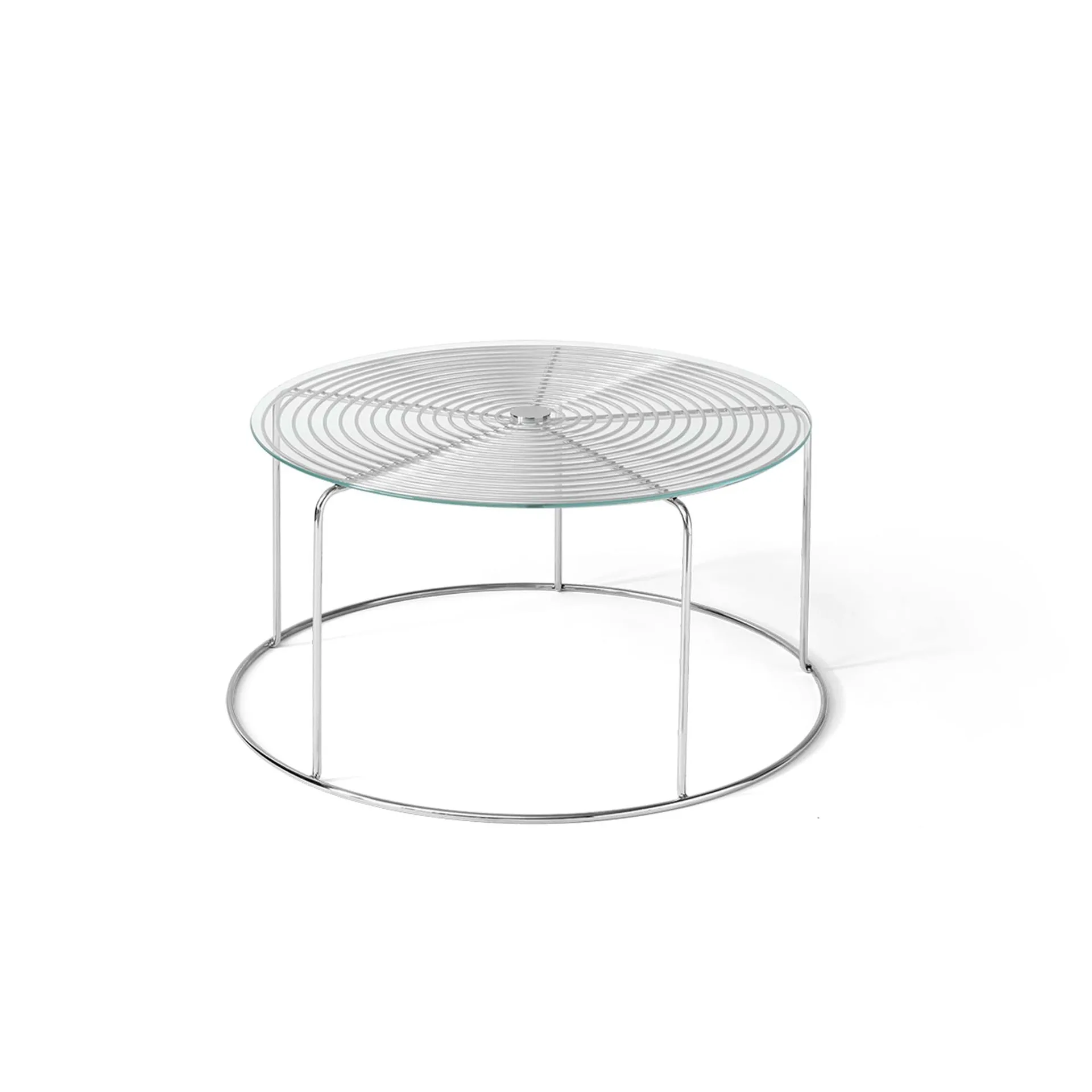 Wire VP17 mesa de apoio, Aço inoxidável‑vidro, Ø74x36 cm &Tradition