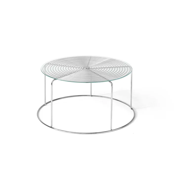 Wire VP17 mesa de apoio - Aço inoxidável‑vidro, Ø74x36 cm - &Tradition