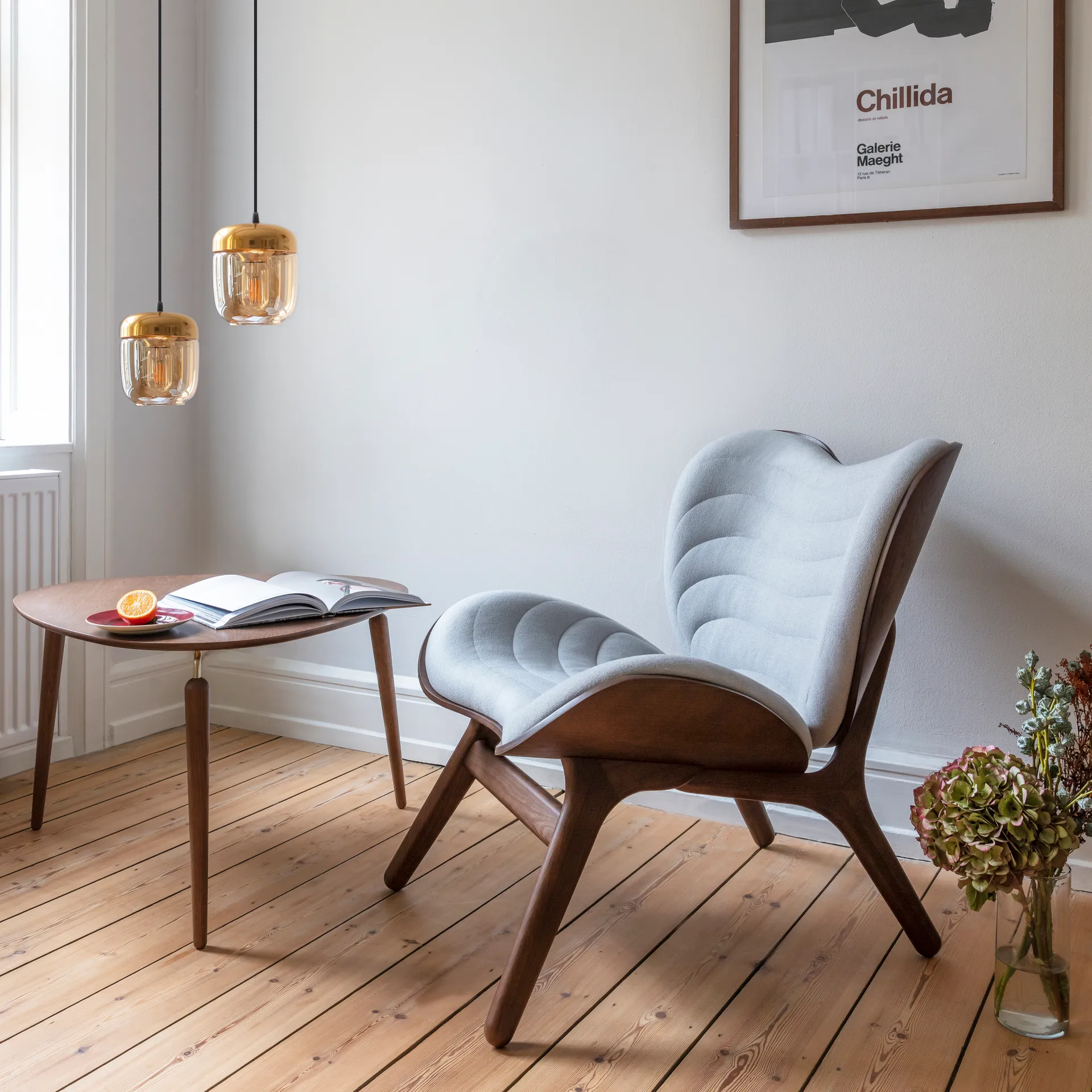 Abajur âmbar Acorn, latão polido-âmbar Umage